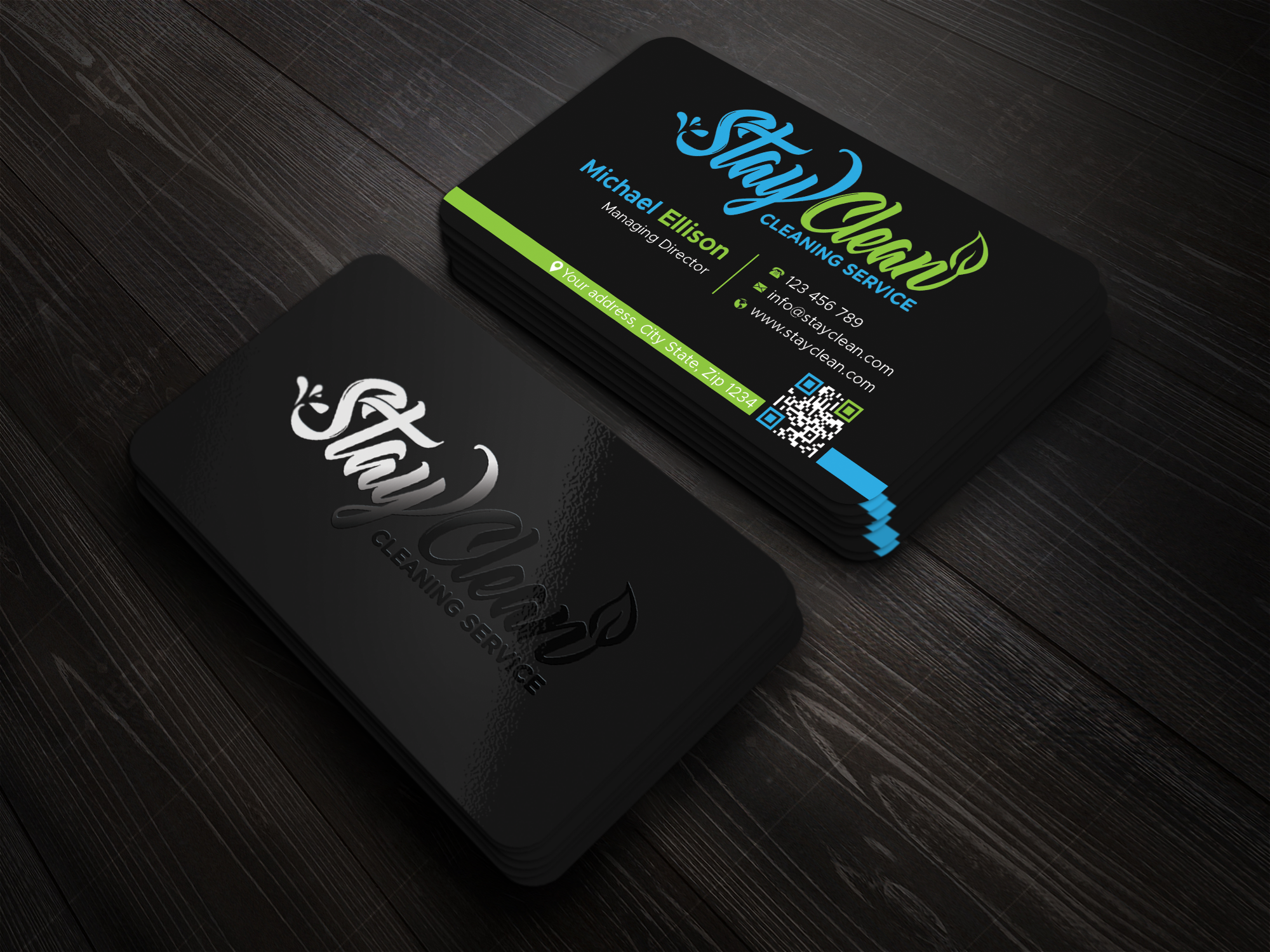 Business Card Design by Expert Bappy for Stay Clean Cleaning Service  | Design #36293720