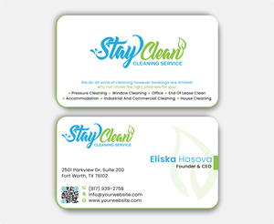 Business Card Design by DesignerShahadat for Stay Clean Cleaning Service  | Design: #36296476