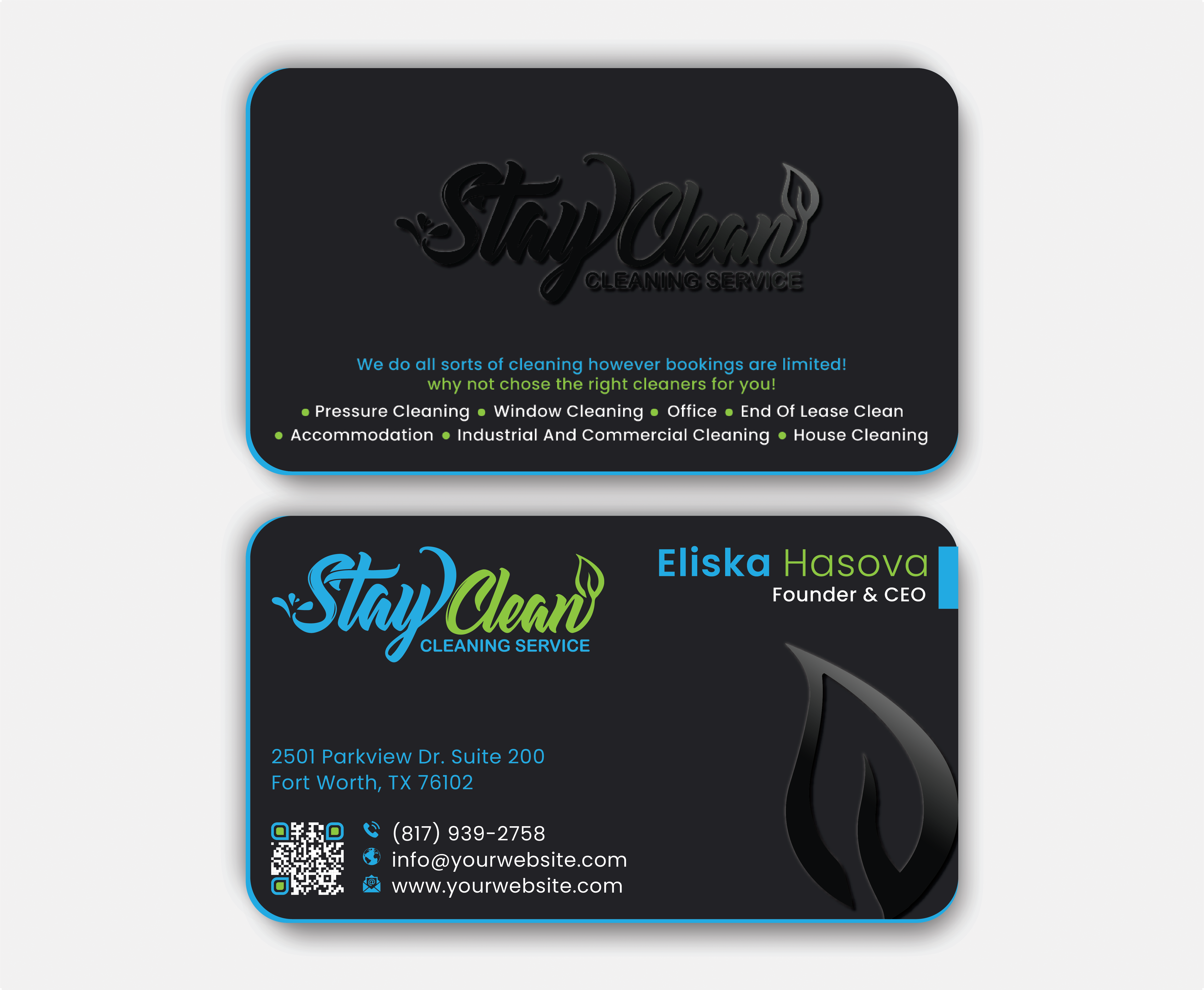Business Card Design by DesignerShahadat for Stay Clean Cleaning Service  | Design #36296477