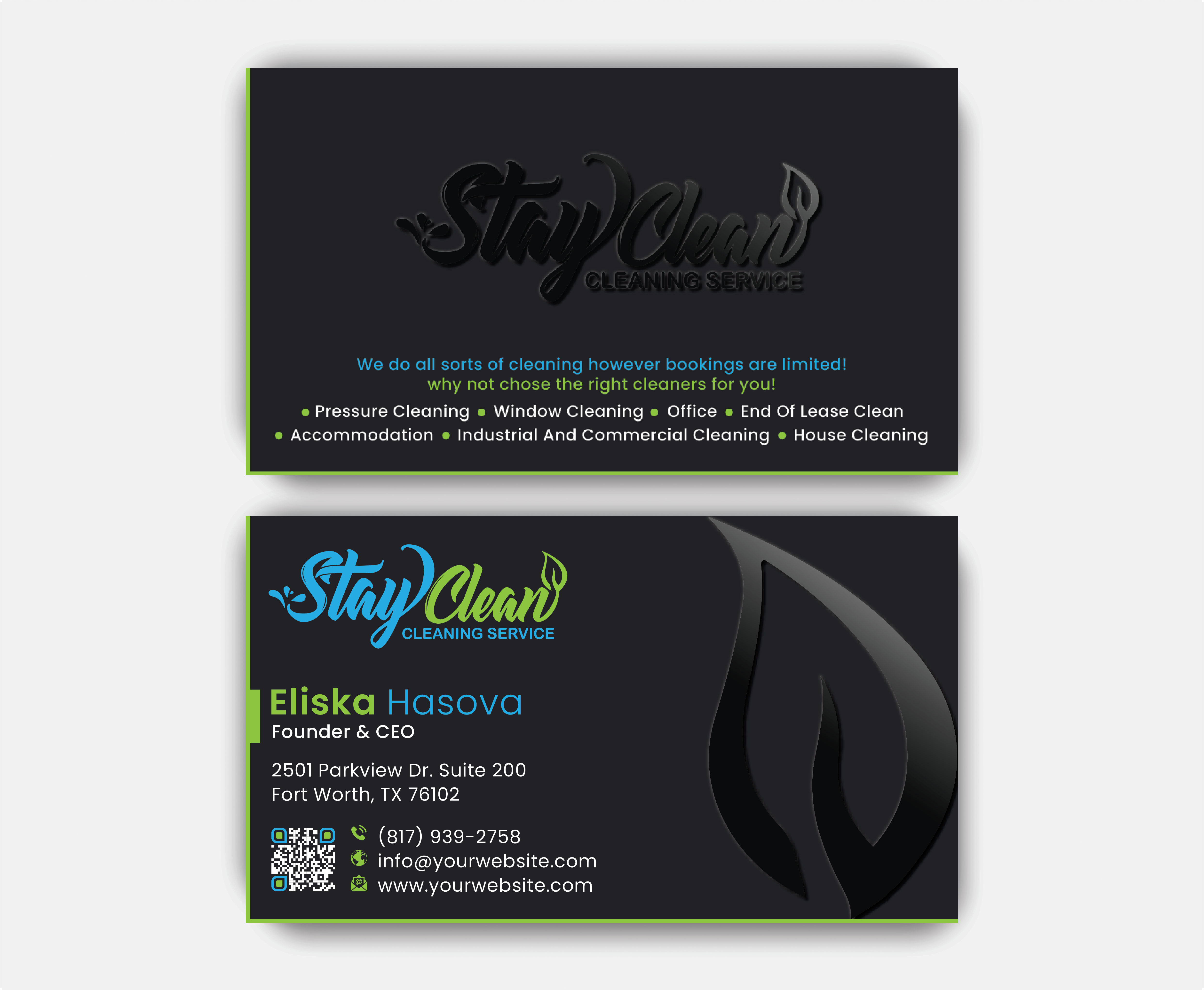 Business Card Design by DesignerShahadat for Stay Clean Cleaning Service  | Design #36296482