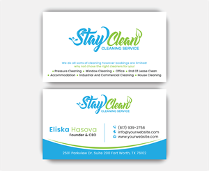 Business Card Design by DesignerShahadat for Stay Clean Cleaning Service  | Design: #36296545