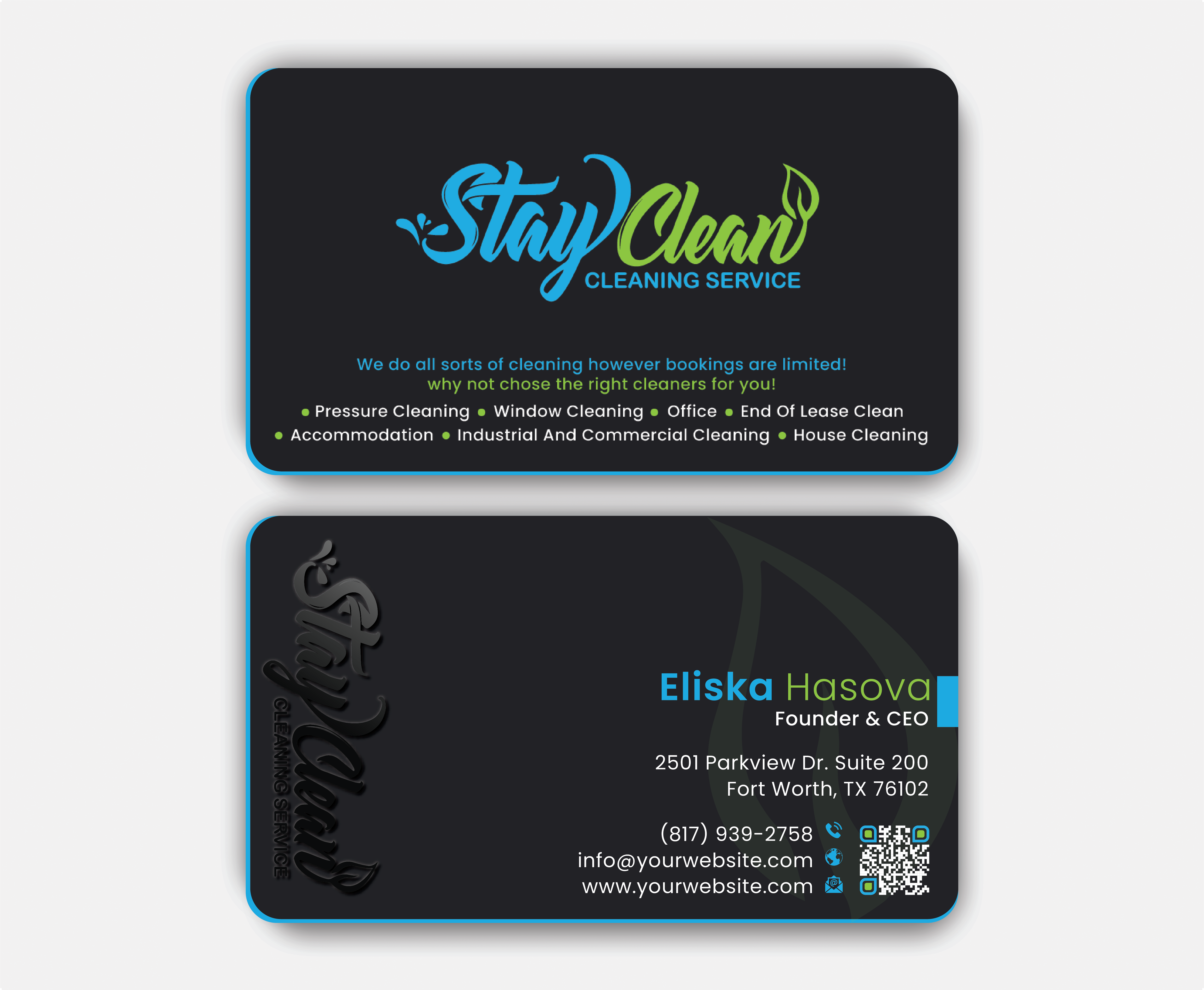 Business Card Design by DesignerShahadat for Stay Clean Cleaning Service  | Design #36296551