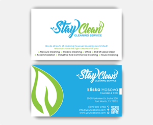 Business Card Design by DesignerShahadat for Stay Clean Cleaning Service  | Design: #36296555