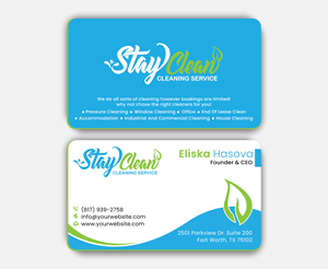 Business Card Design by DesignerShahadat for Stay Clean Cleaning Service  | Design: #36297000