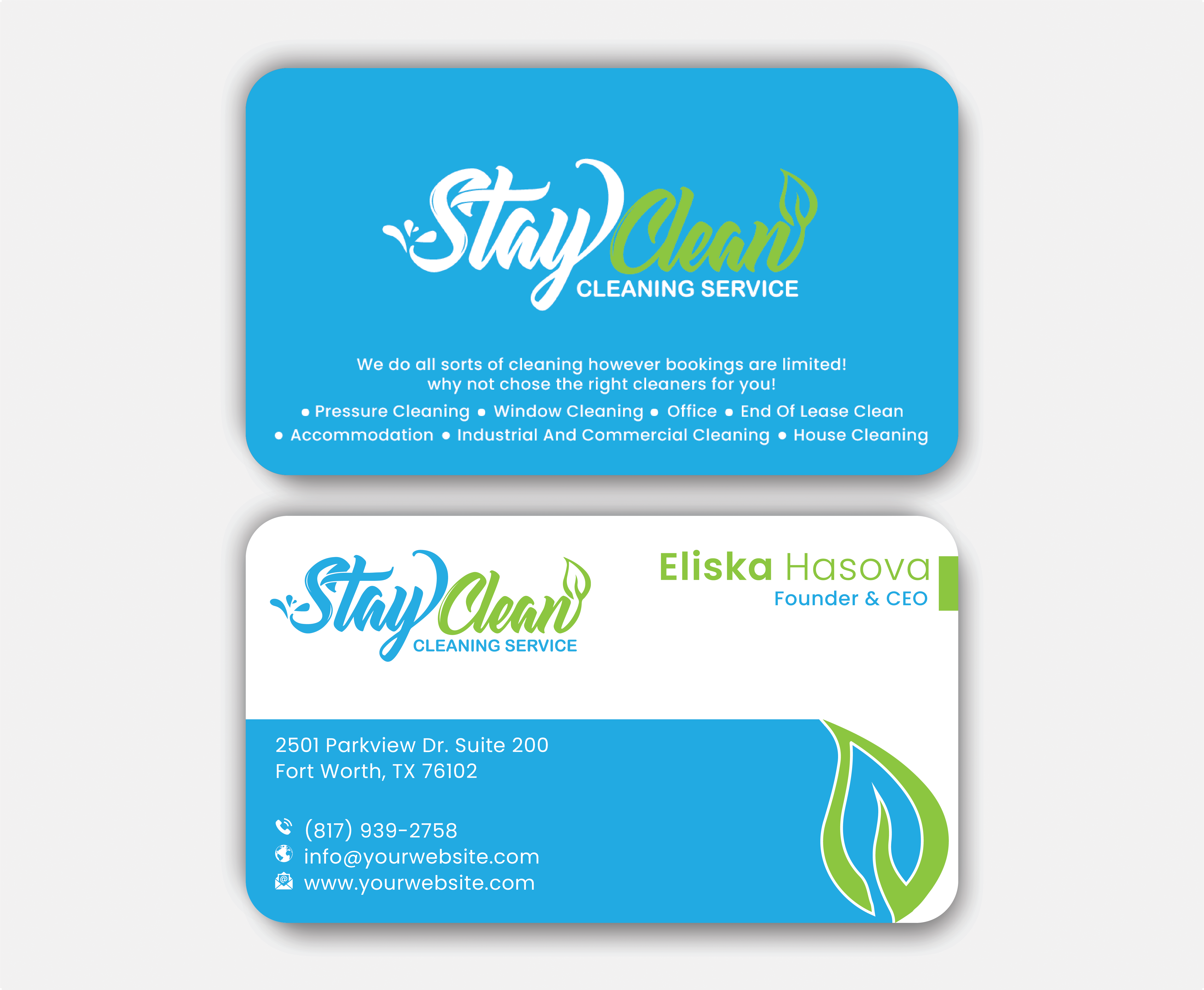 Business Card Design by DesignerShahadat for Stay Clean Cleaning Service  | Design #36297070