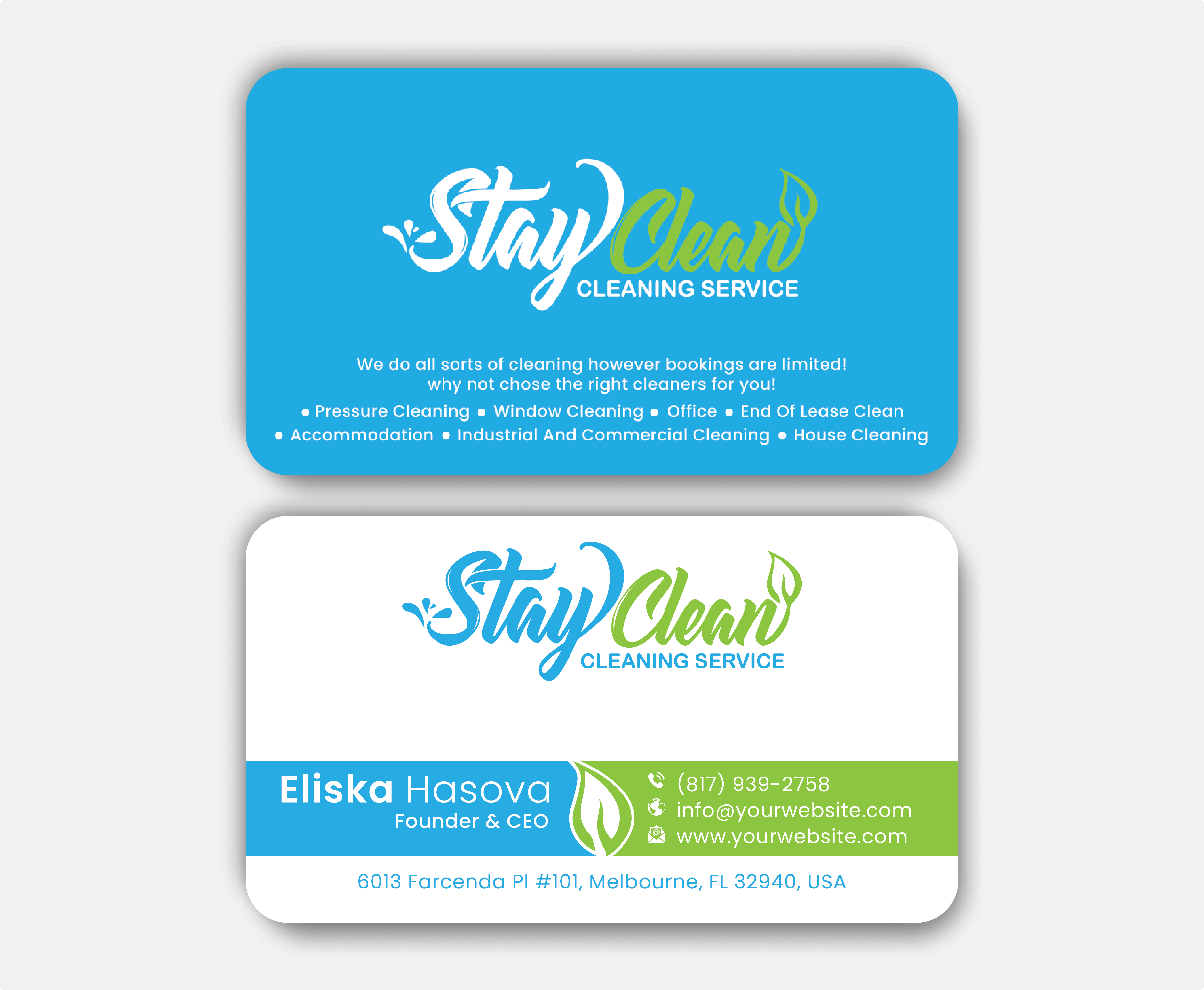Business Card Design by DesignerShahadat for Stay Clean Cleaning Service  | Design #36297811