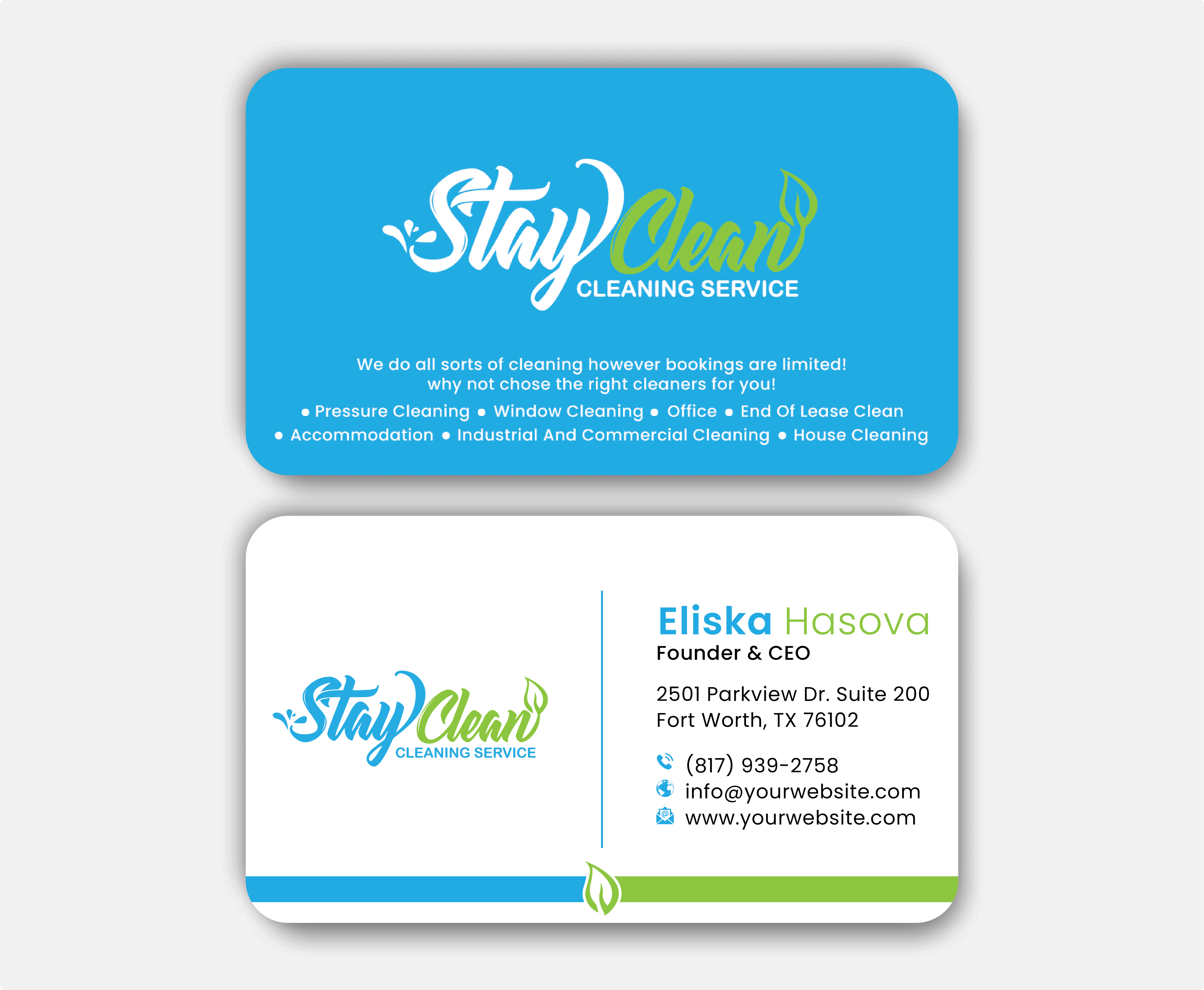 Business Card Design by DesignerShahadat for Stay Clean Cleaning Service  | Design #36297828