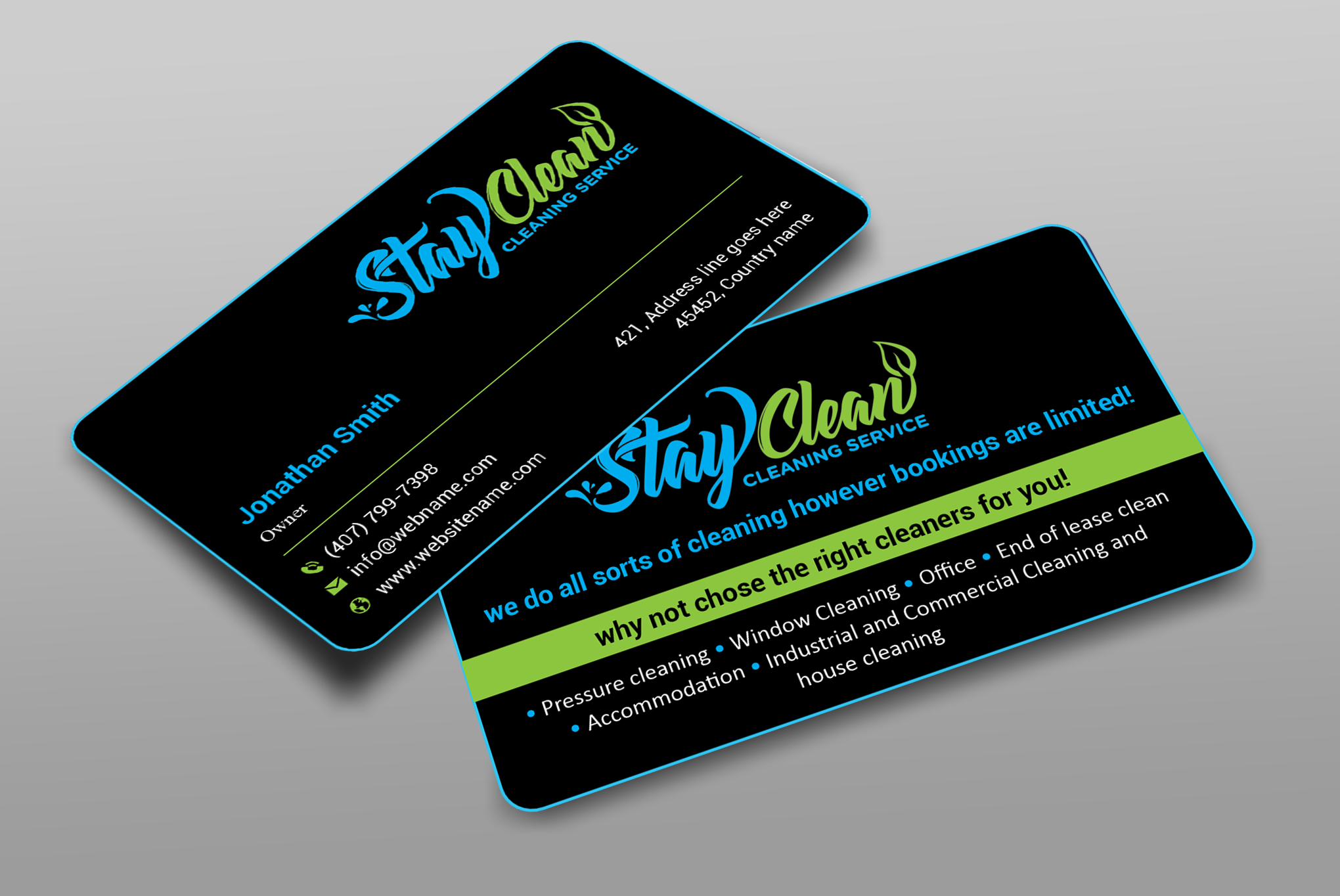 Business Card Design by freelancer75 for Stay Clean Cleaning Service  | Design #36293962