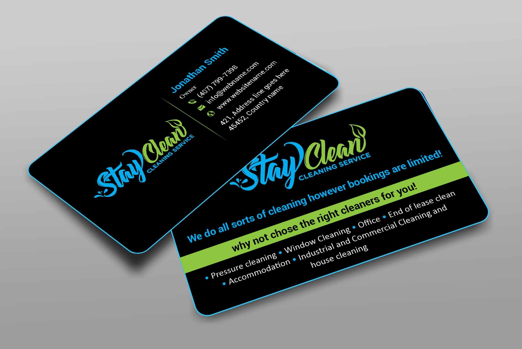 Business Card Design by freelancer75 for Stay Clean Cleaning Service  | Design #36293988