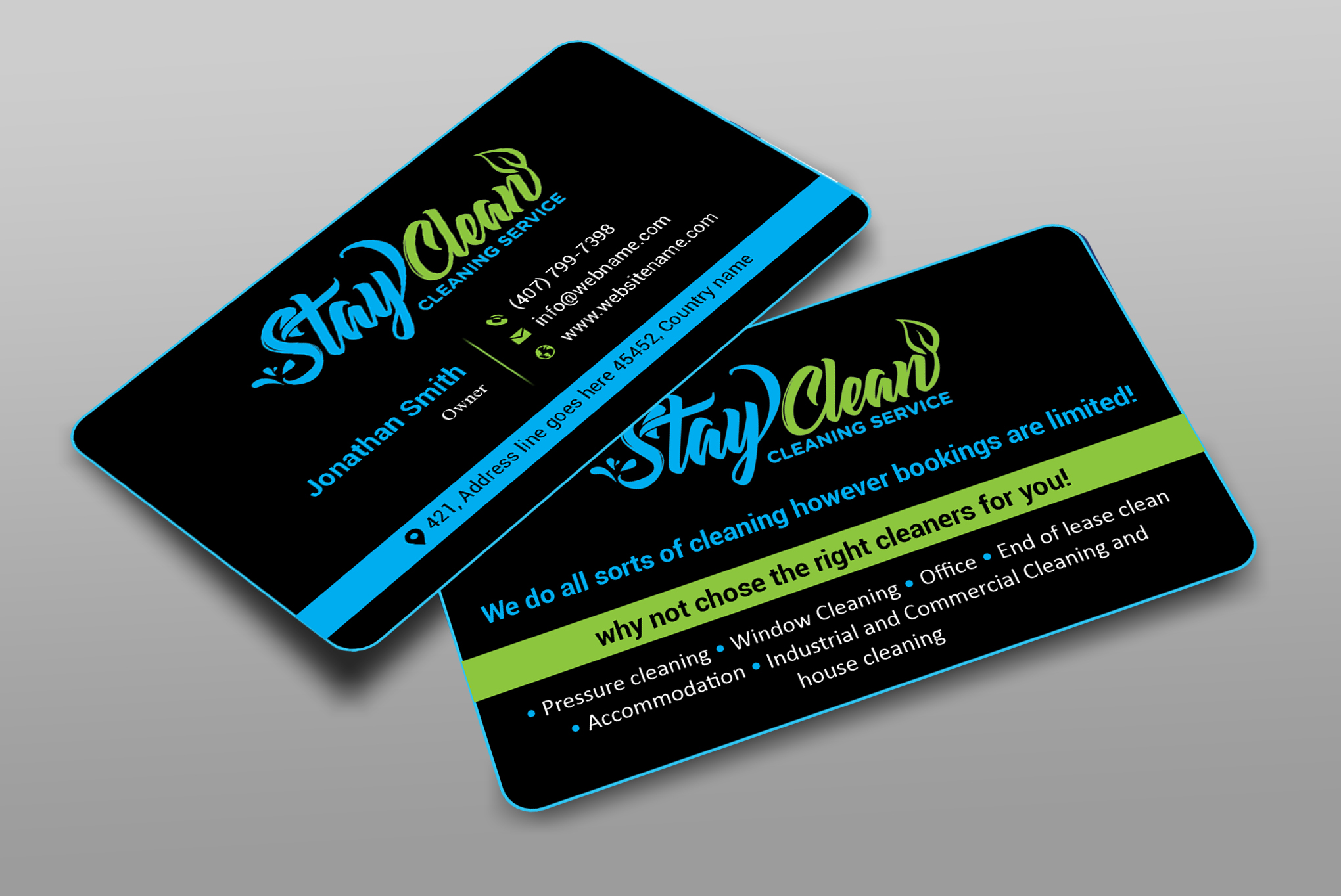 Business Card Design by freelancer75 for Stay Clean Cleaning Service  | Design #36294003