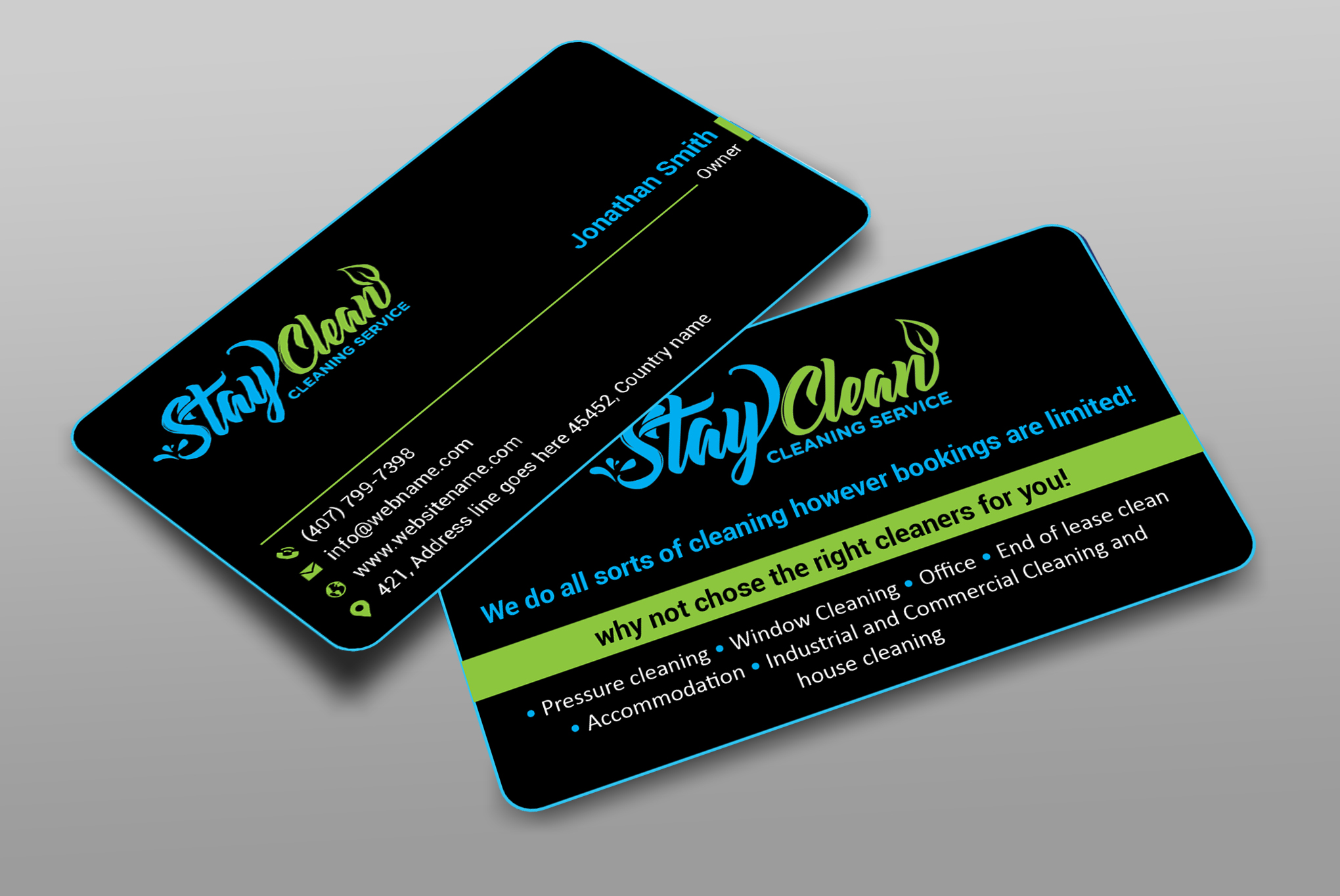 Business Card Design by freelancer75 for Stay Clean Cleaning Service  | Design #36294028