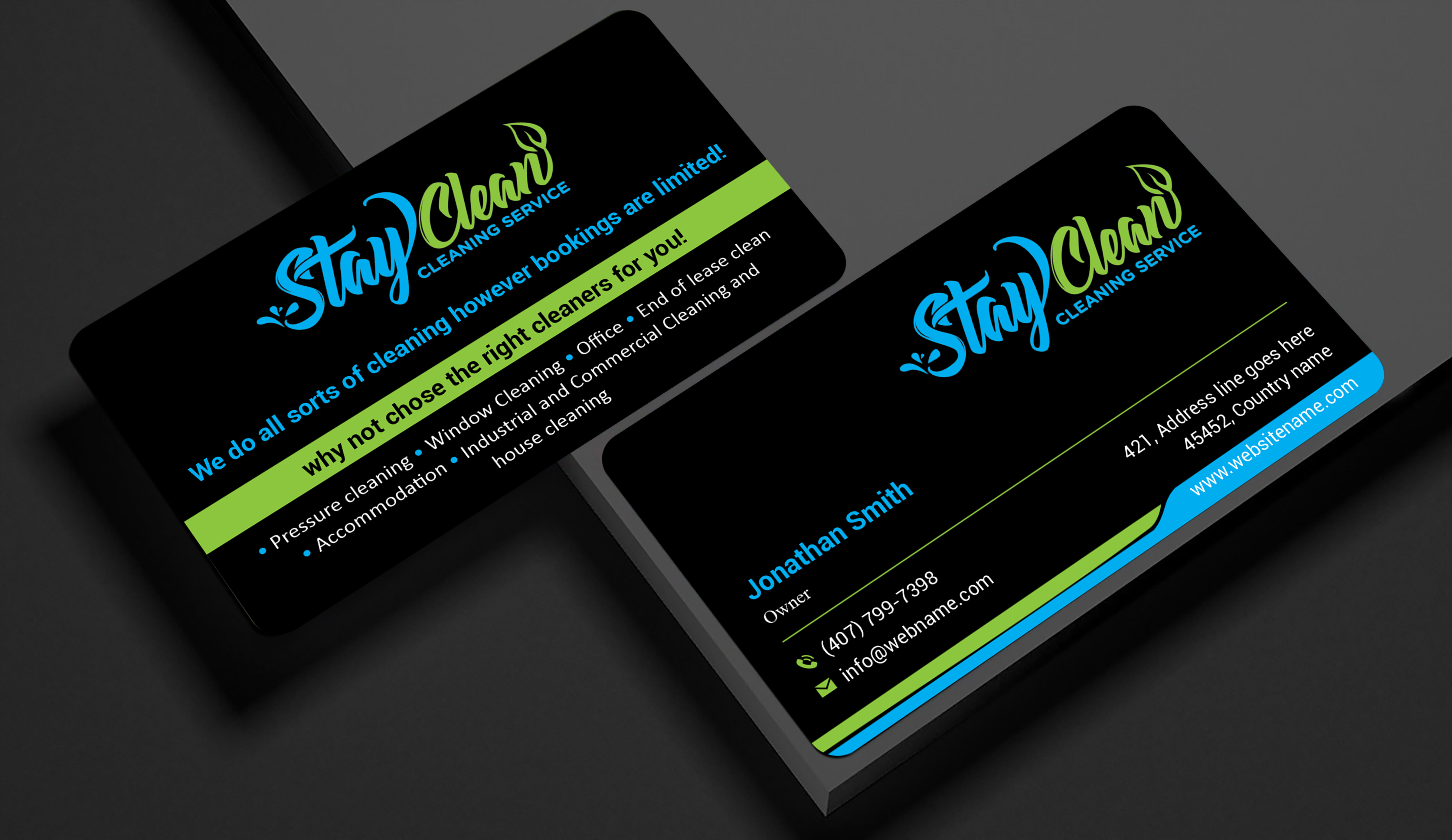 Business Card Design by freelancer75 for Stay Clean Cleaning Service  | Design #36294093