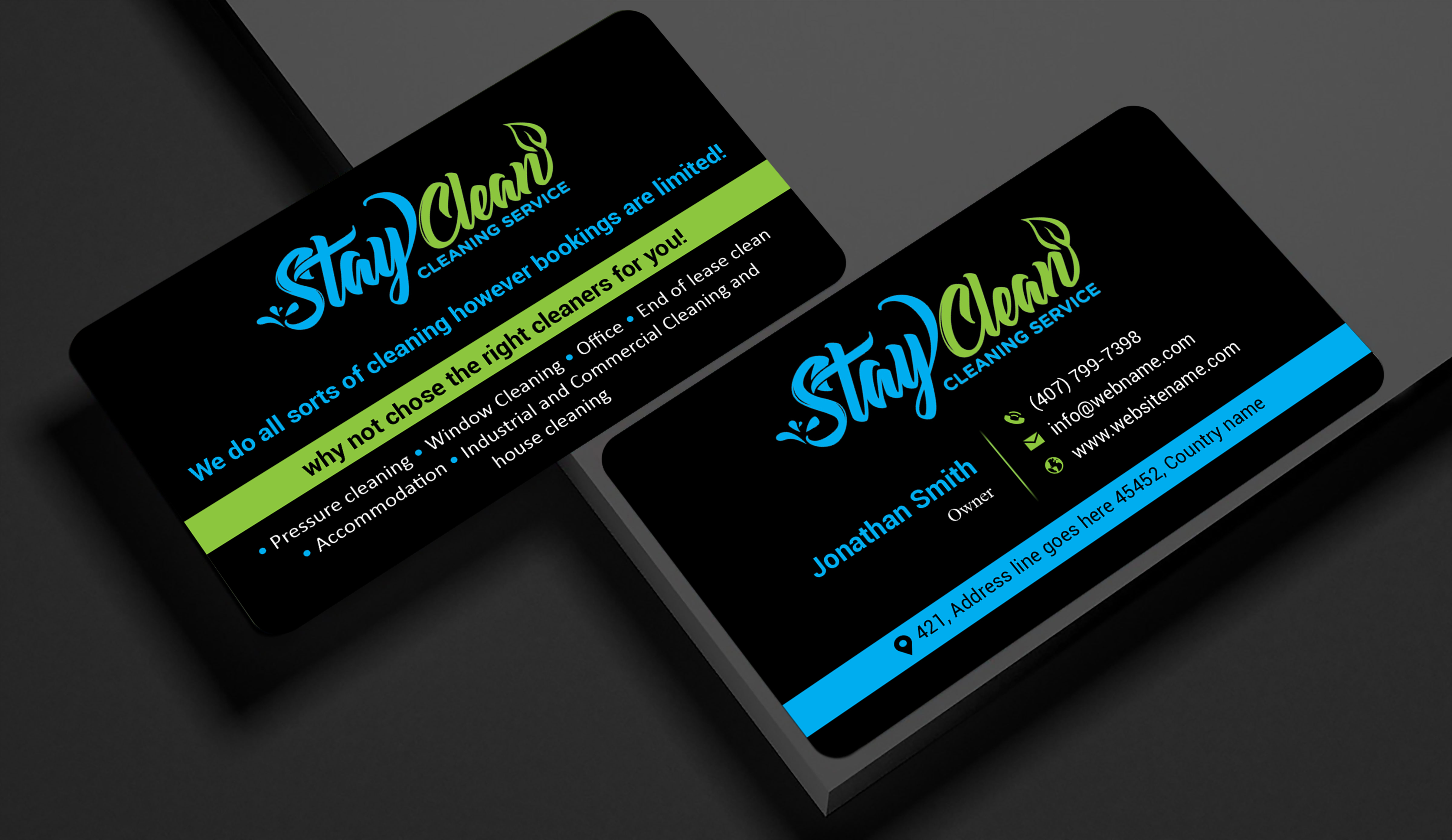 Business Card Design by freelancer75 for Stay Clean Cleaning Service  | Design #36294104