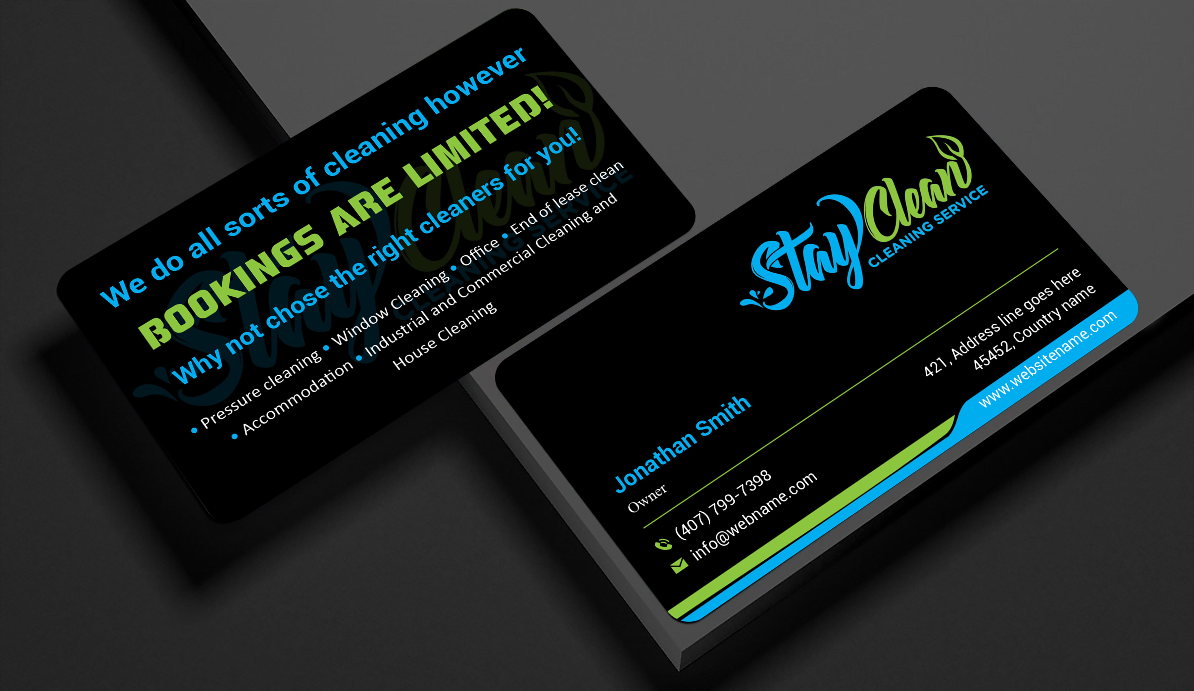 Business Card Design by freelancer75 for Stay Clean Cleaning Service  | Design #36294662