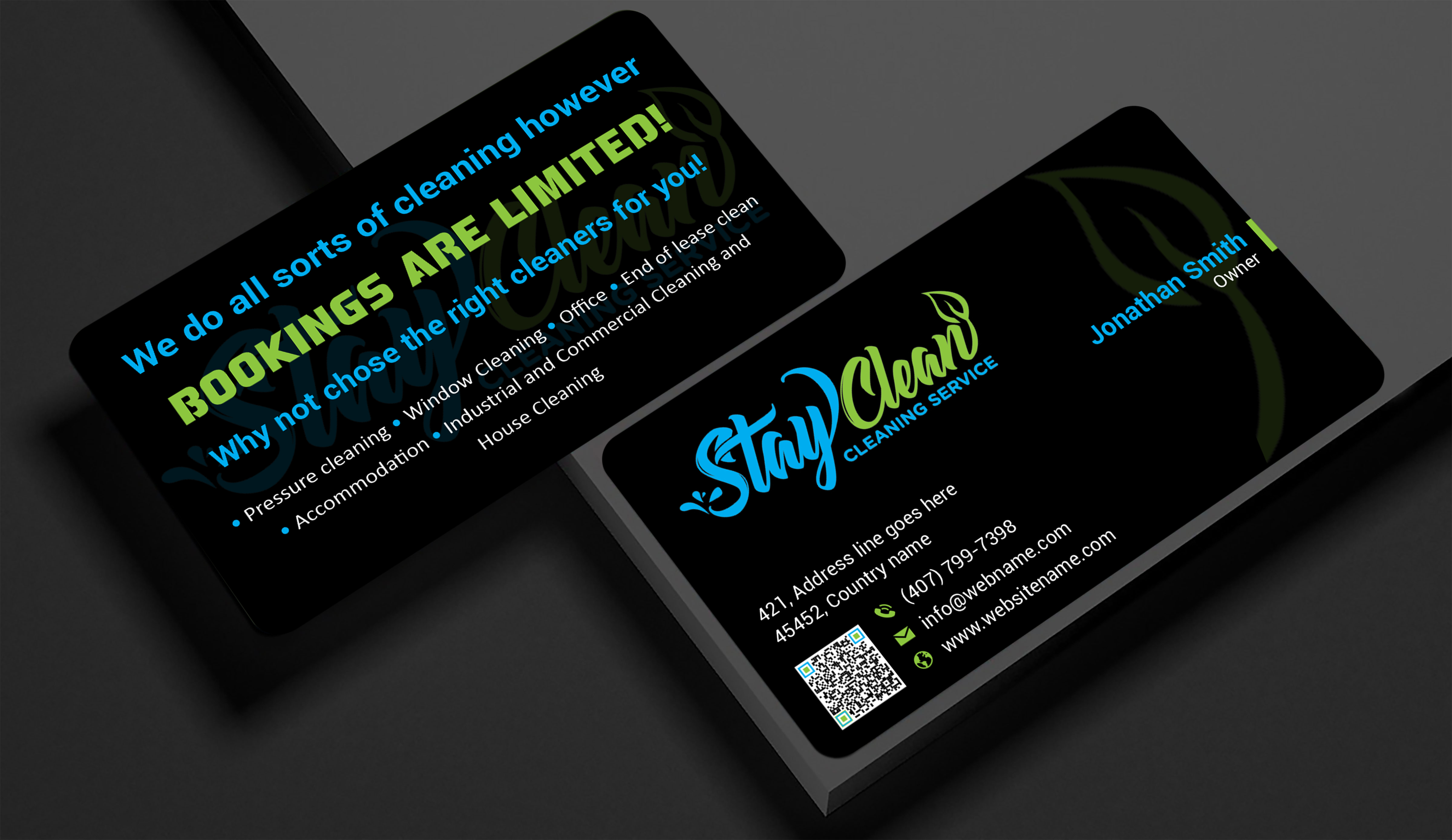 Business Card Design by freelancer75 for Stay Clean Cleaning Service  | Design #36294684
