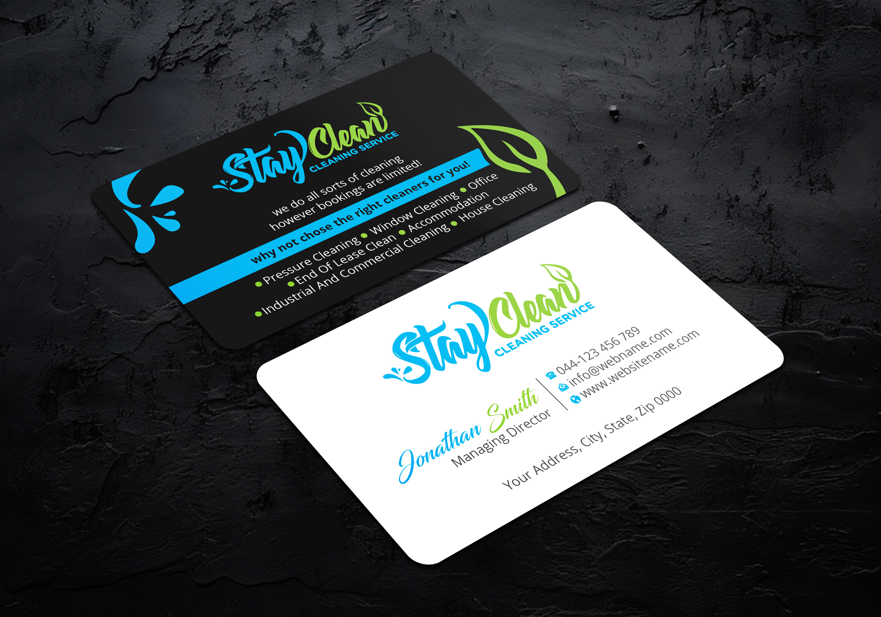 Business Card Design by LAXMI DESIGNHUB for Stay Clean Cleaning Service  | Design #36297541