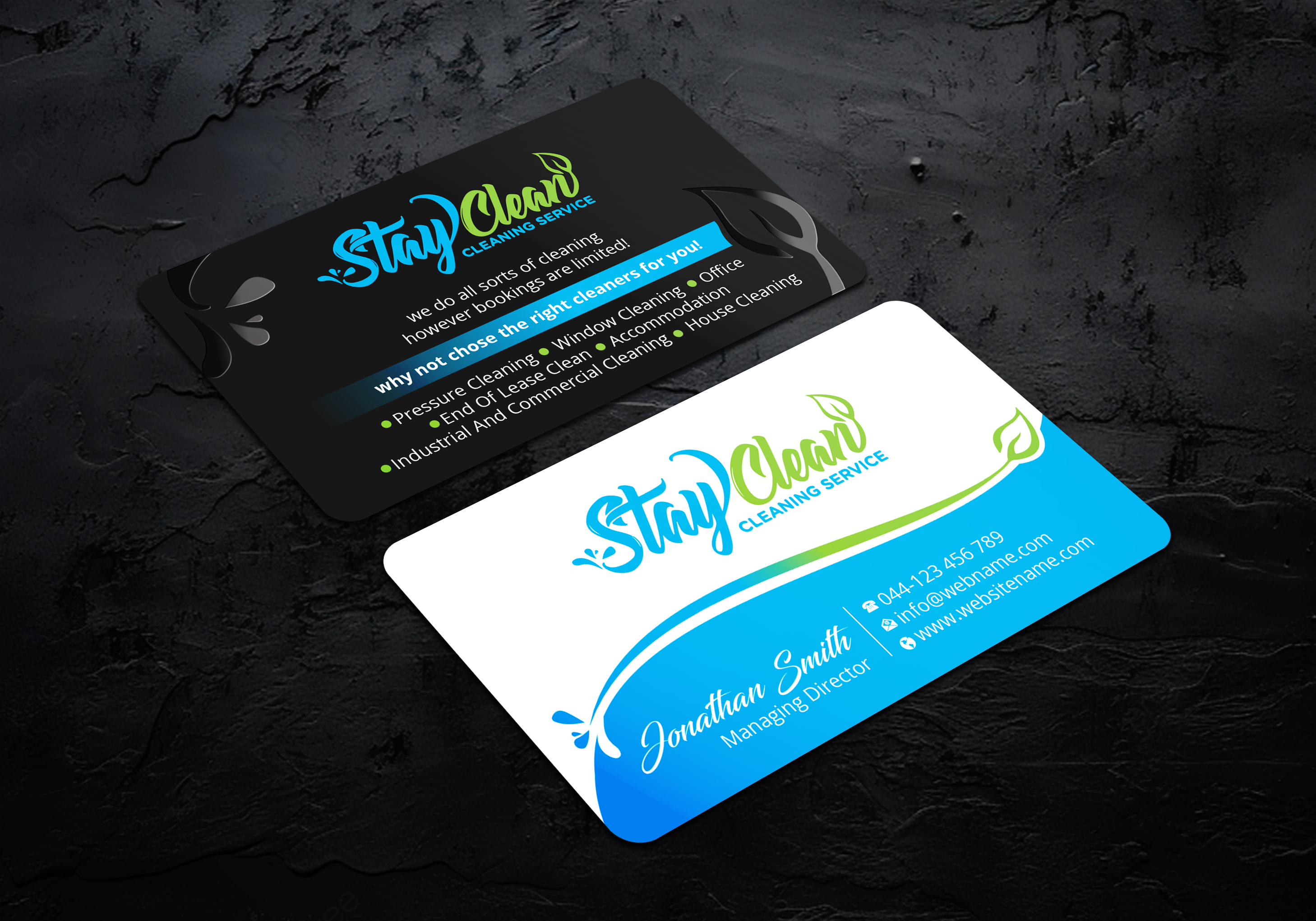 Business Card Design by LAXMI DESIGNHUB for Stay Clean Cleaning Service  | Design #36297543
