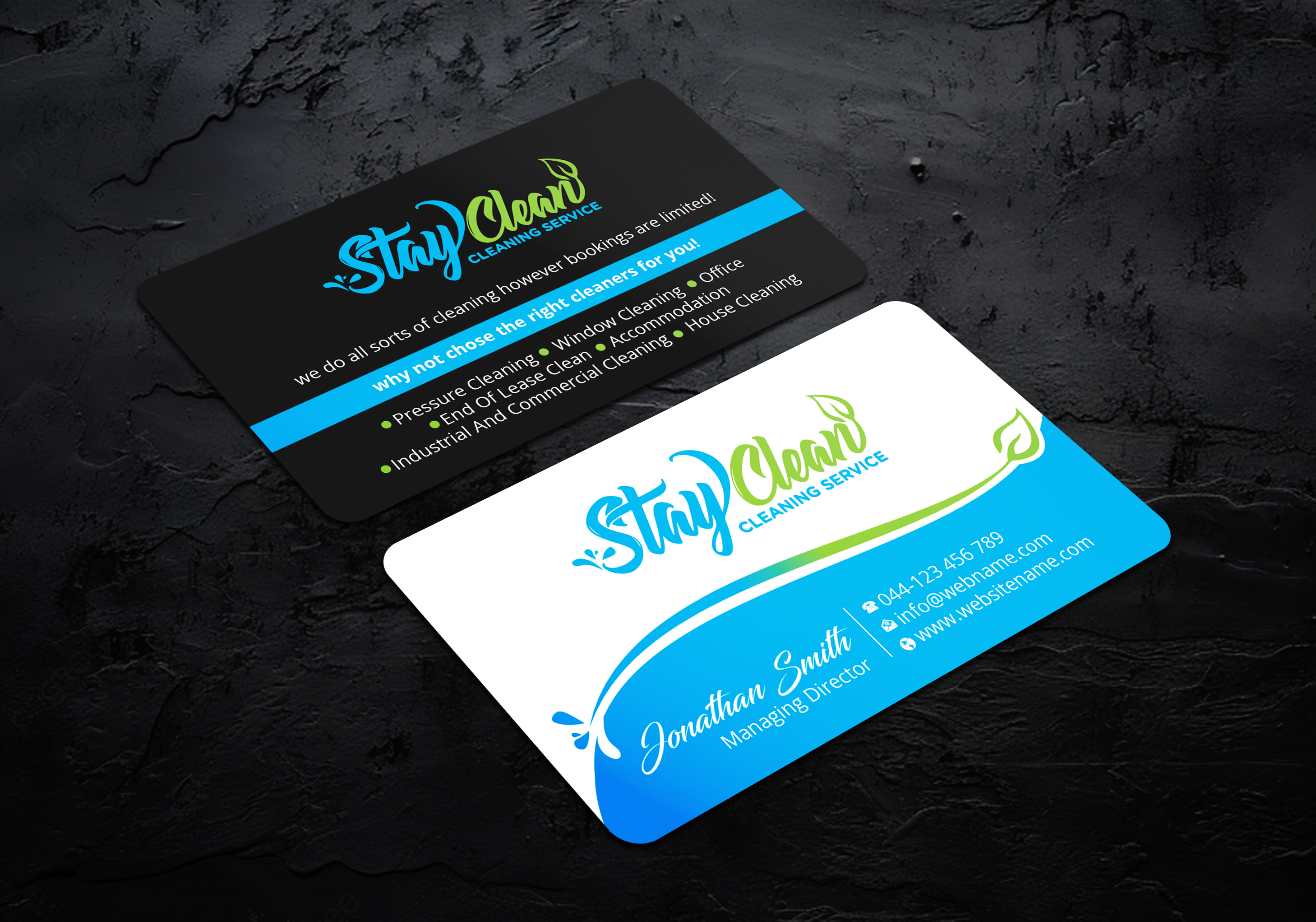 Business Card Design by LAXMI DESIGNHUB for Stay Clean Cleaning Service  | Design #36297544