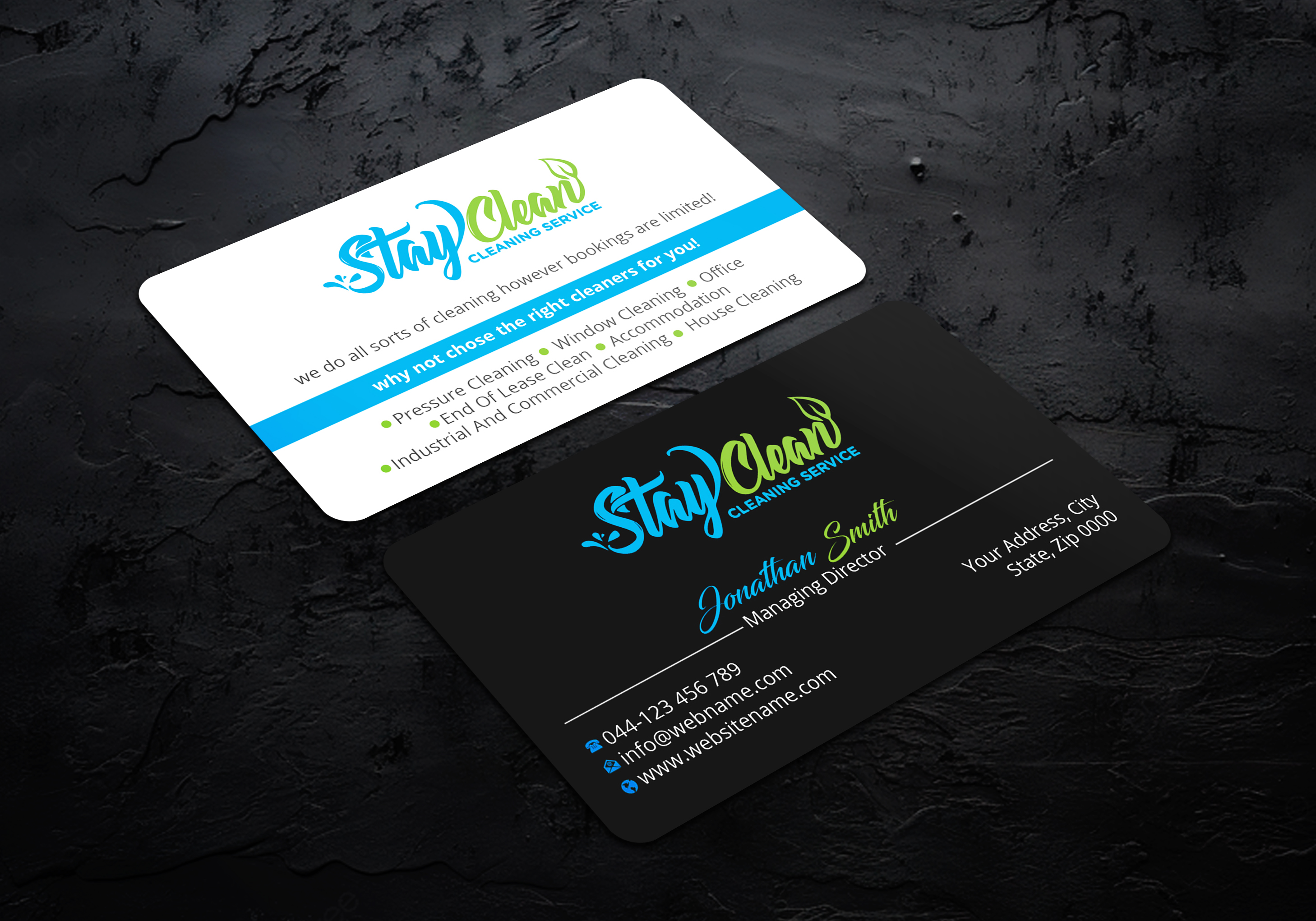 Business Card Design by LAXMI DESIGNHUB for Stay Clean Cleaning Service  | Design #36297545