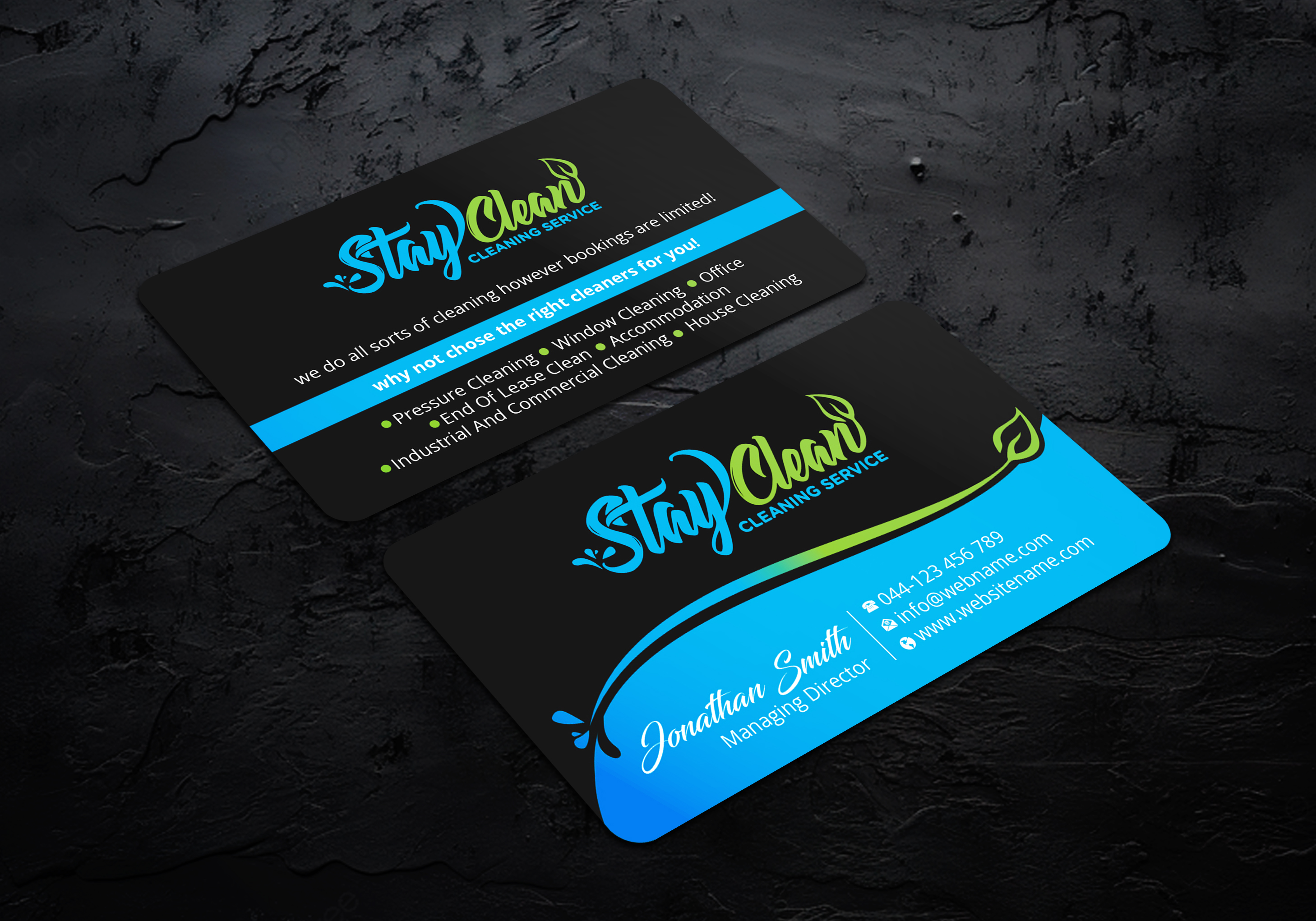 Business Card Design by LAXMI DESIGNHUB for Stay Clean Cleaning Service  | Design #36297546