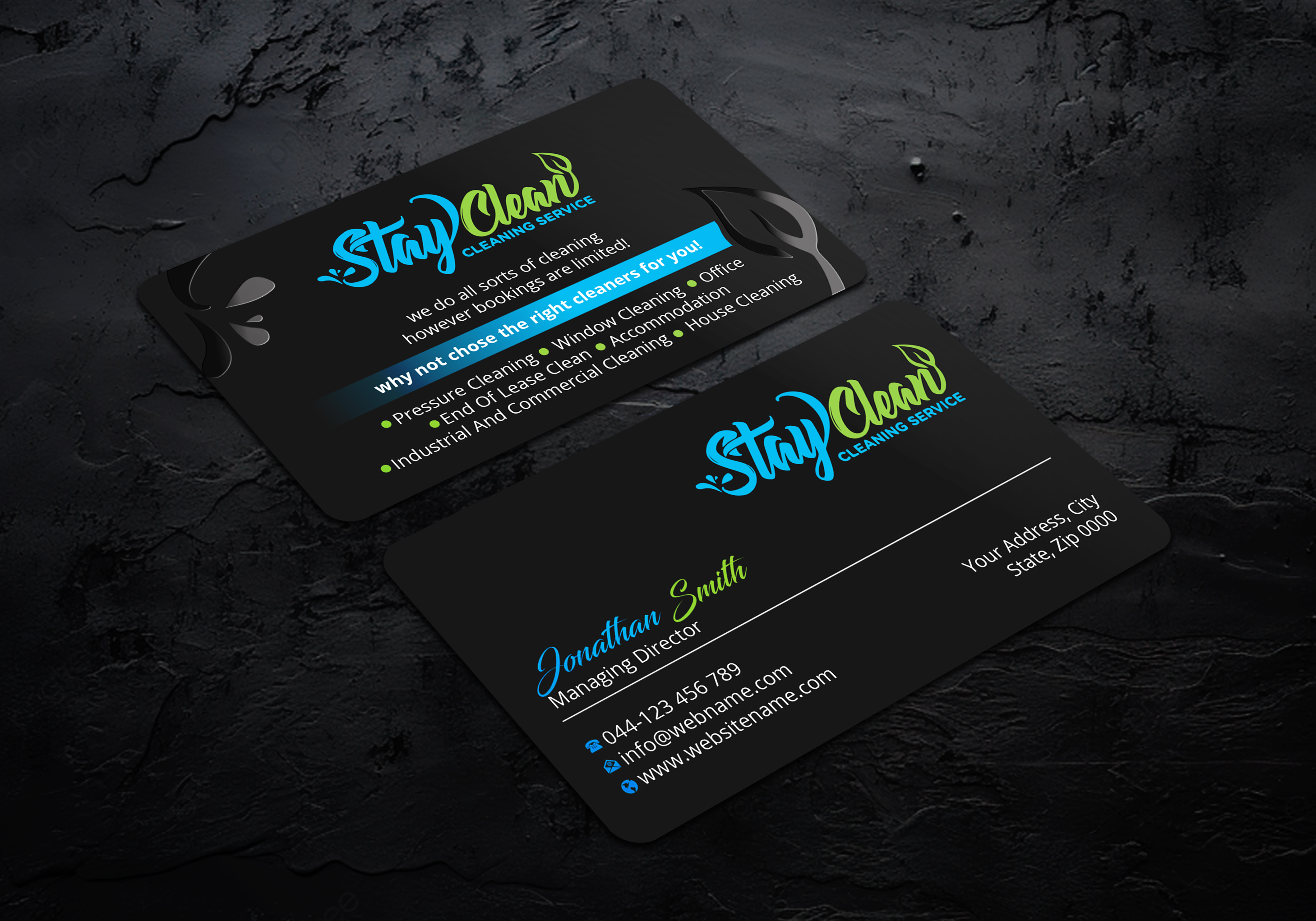 Business Card Design by LAXMI DESIGNHUB for Stay Clean Cleaning Service  | Design #36297548