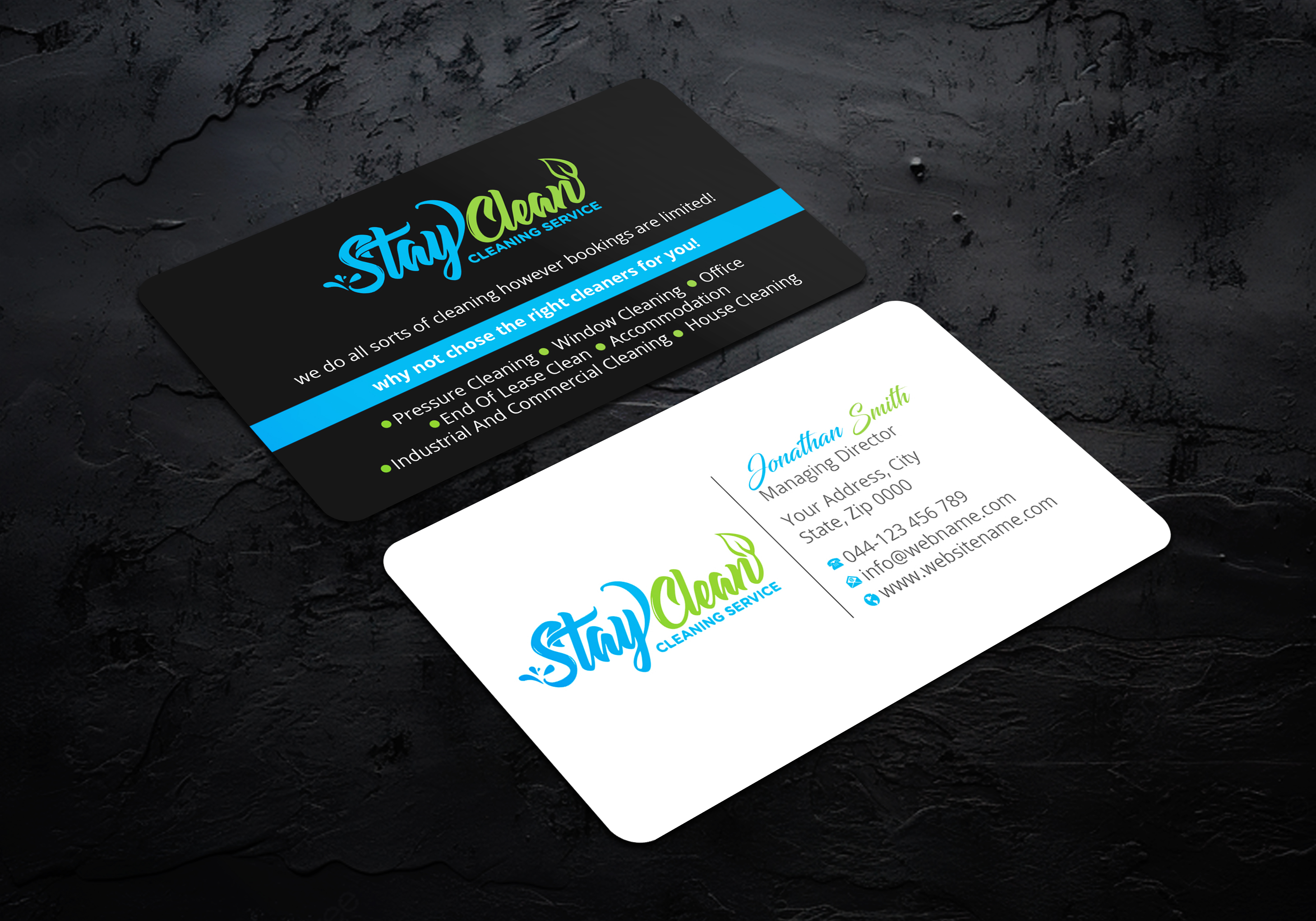 Business Card Design by LAXMI DESIGNHUB for Stay Clean Cleaning Service  | Design #36297549