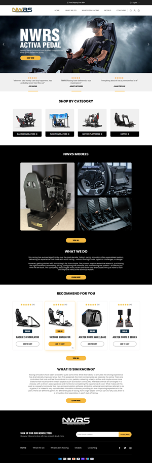 Web Design by Anup Innovations for Northwest Racing Simulators LLC | Design: #36316786