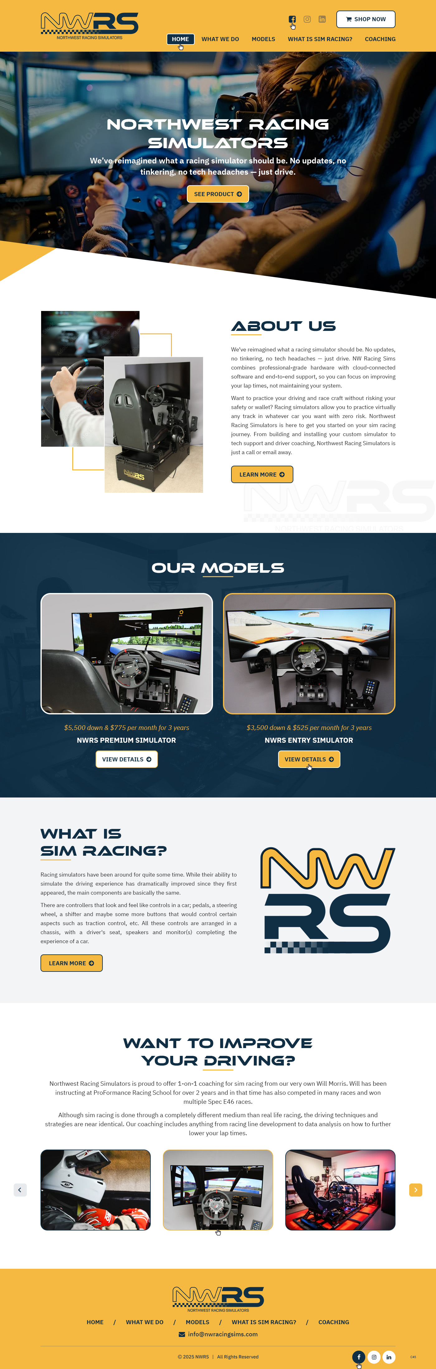 Web Design by pb for Northwest Racing Simulators LLC | Design #36306582
