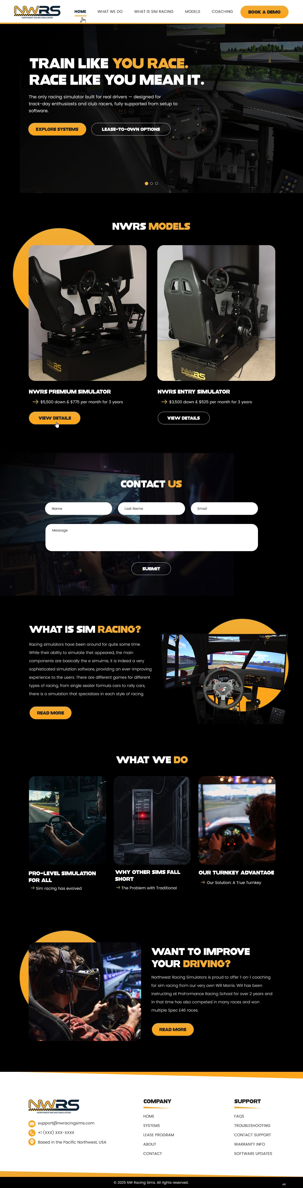 Web Design by pb for Northwest Racing Simulators LLC | Design #36306593