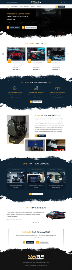 Web Design par pb pour Northwest Racing Simulators LLC | Design : #36306594