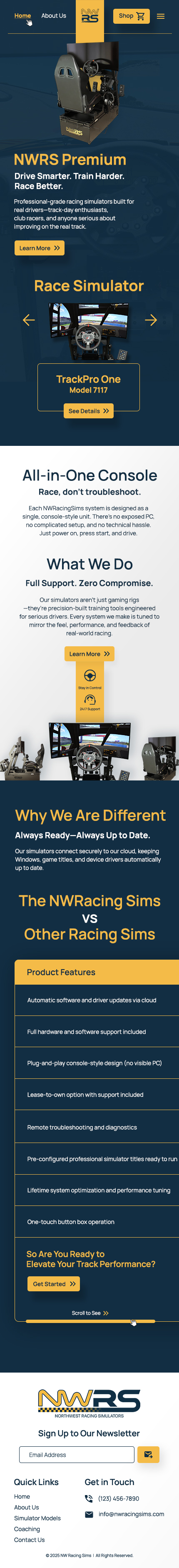 Web Design by pb for Northwest Racing Simulators LLC | Design #36327512