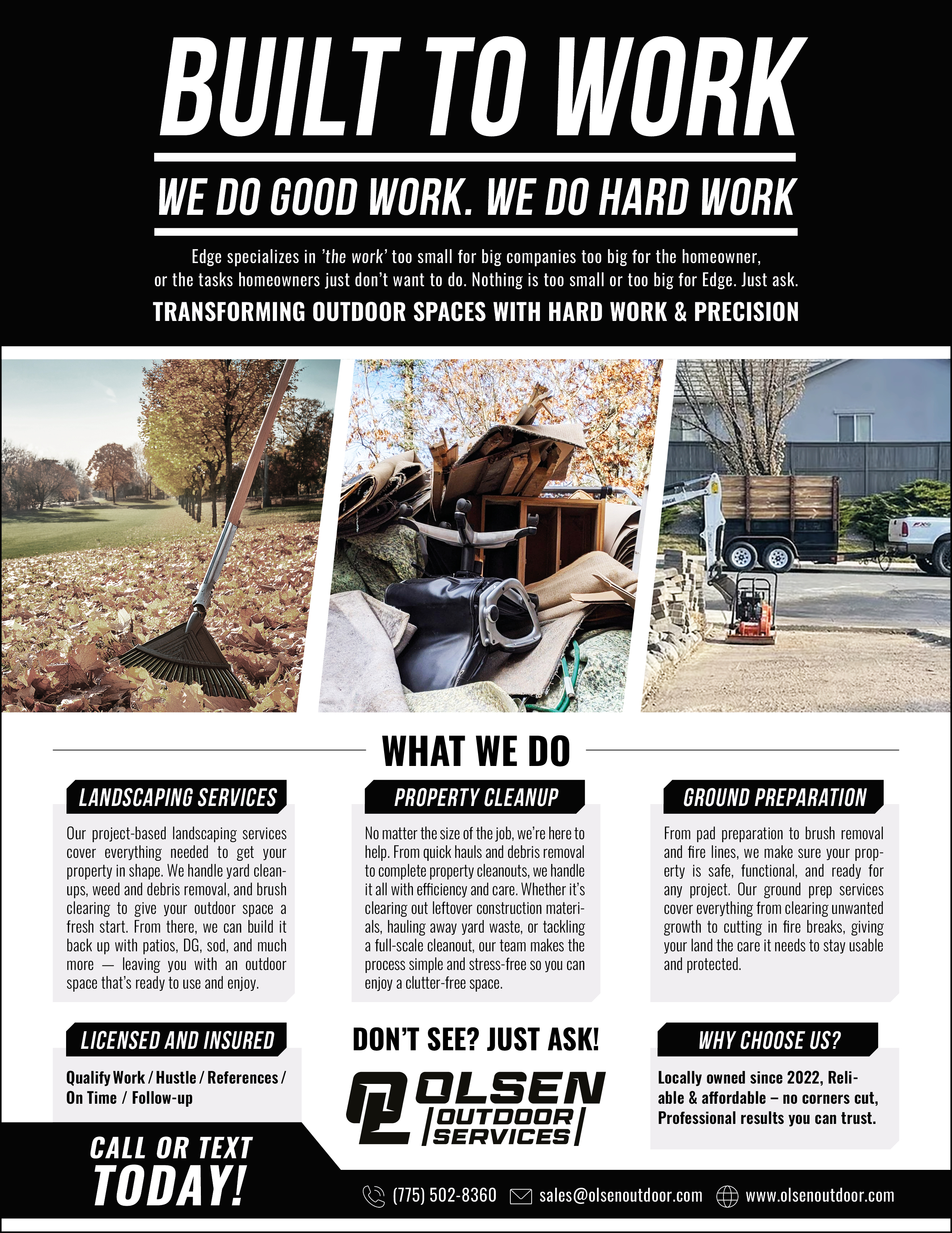 Flyer Design by MarkoE for Olsen Outdoor Services | Design #36312132
