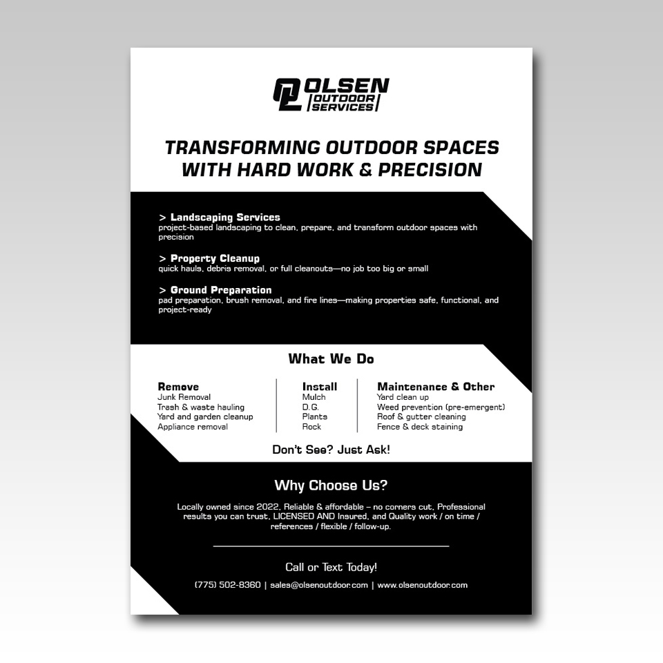 Flyer Design by YourLogoMaster for Olsen Outdoor Services | Design #36320415