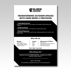 Diseño de Flyer por YourLogoMaster para Olsen Outdoor Services | Diseño: #36320415