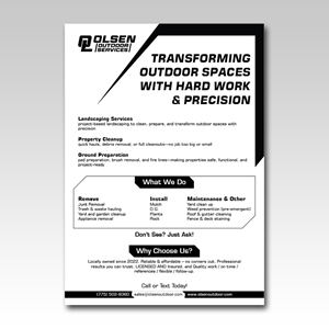 Diseño de Flyer por YourLogoMaster para Olsen Outdoor Services | Diseño: #36320416