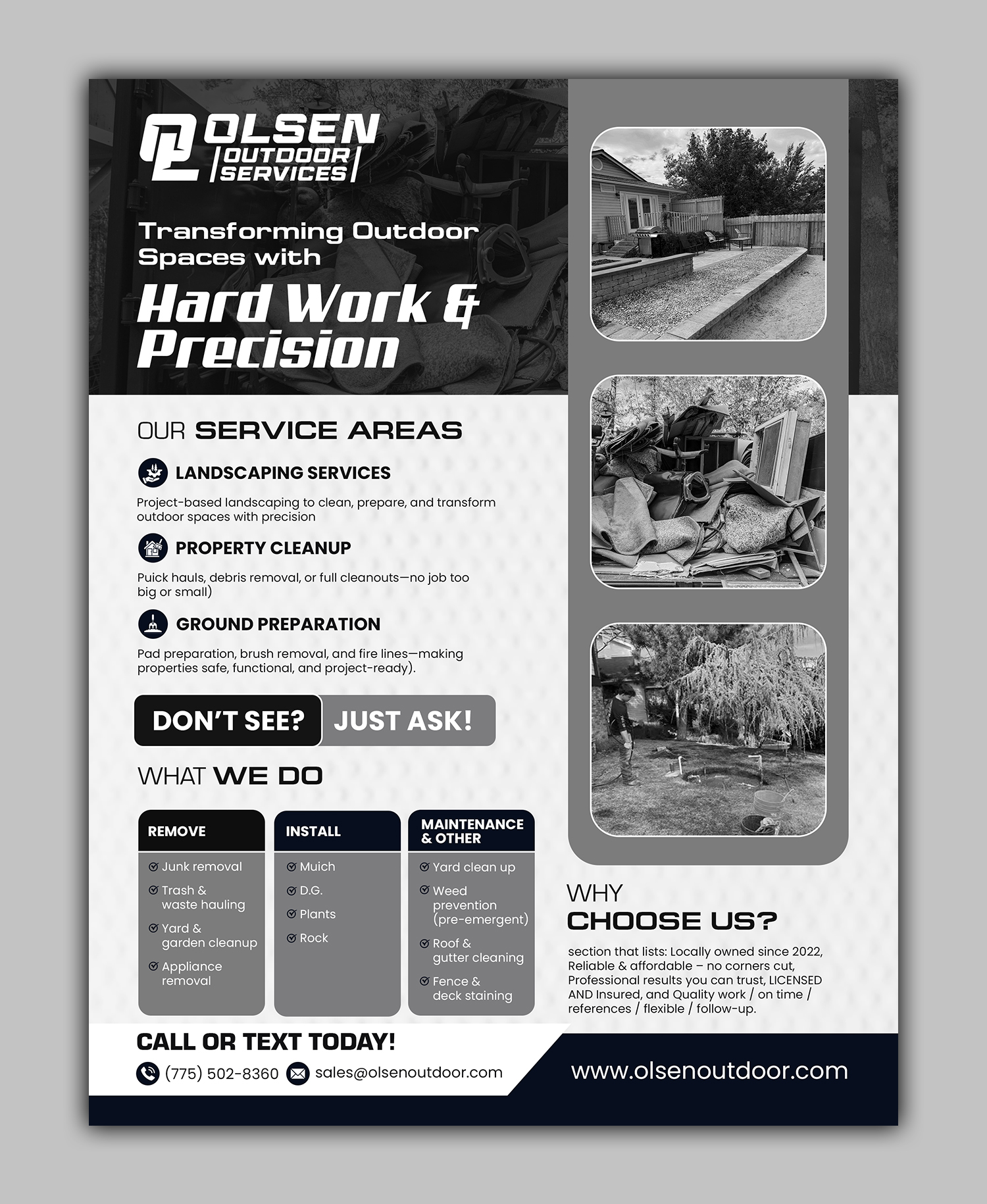 Diseño de Flyer por debdesign para Olsen Outdoor Services | Diseño #36318711