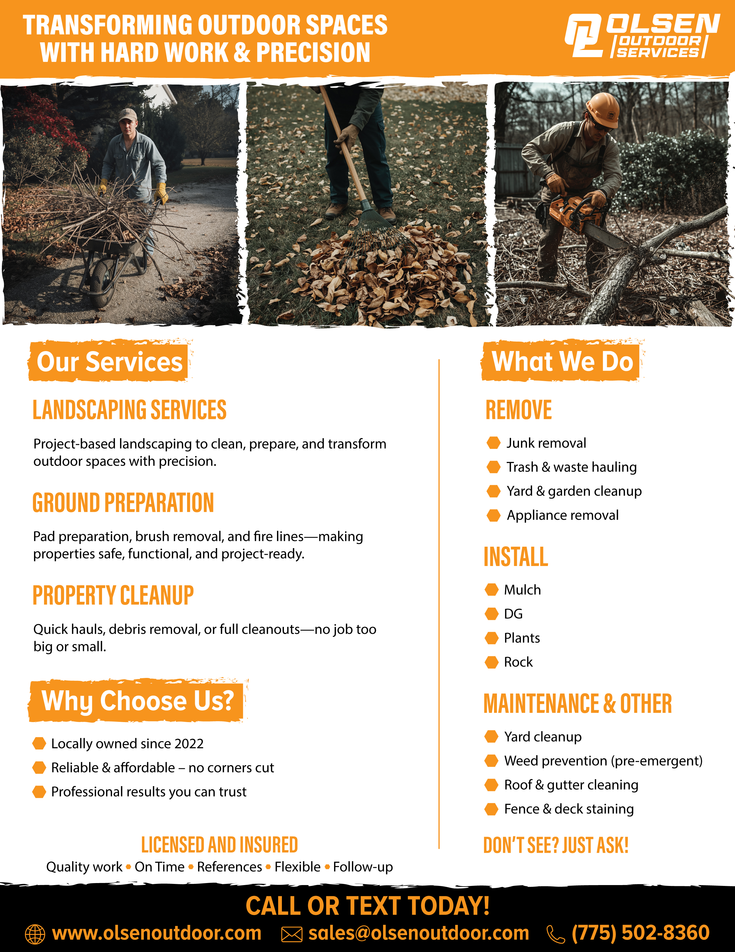 Flyer Design by Happy Design Worlds for Olsen Outdoor Services | Design #36324648