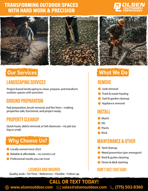 Flyer Design by Happy Design Worlds for Olsen Outdoor Services | Design #36324648