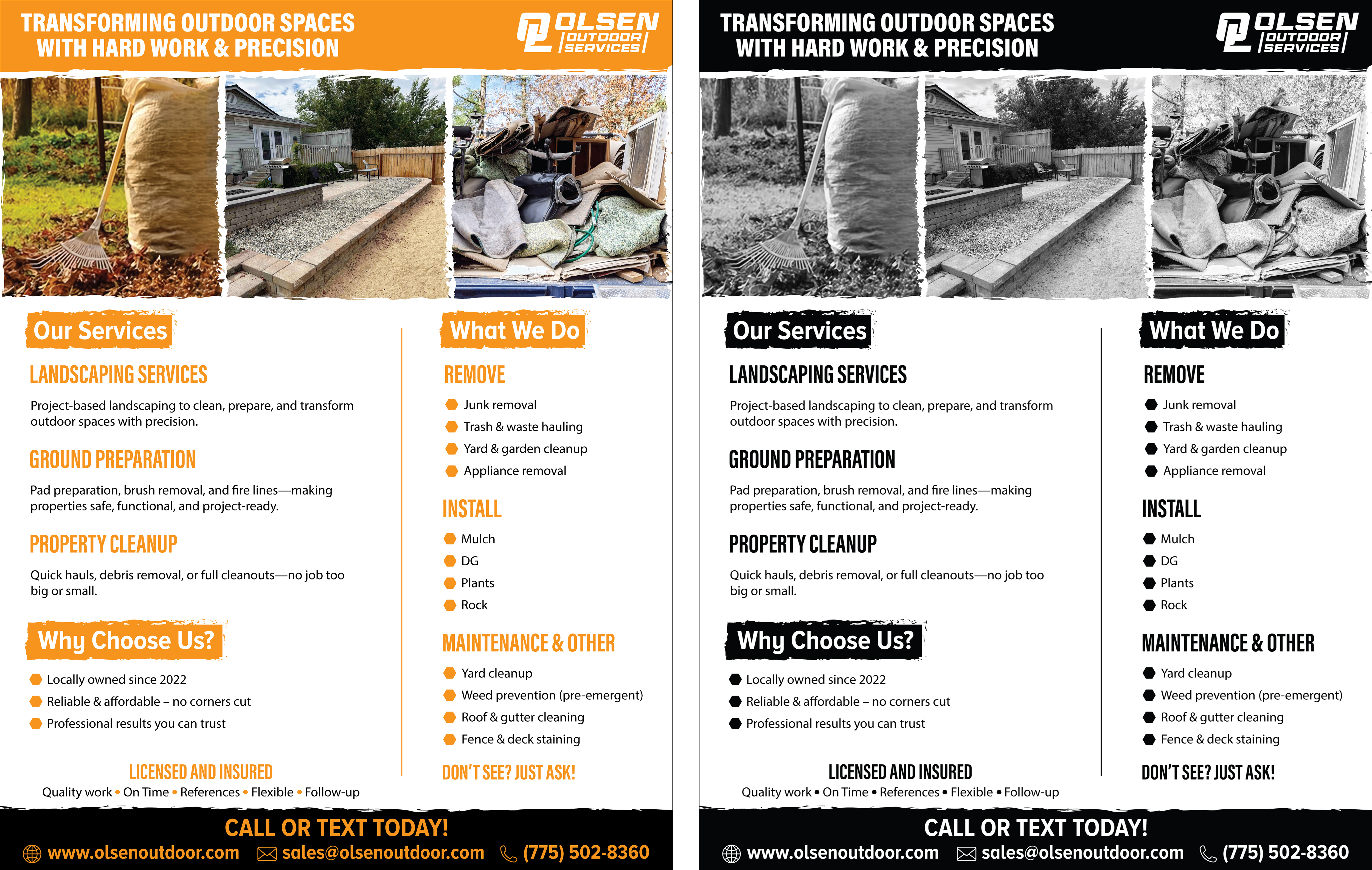 Diseño de Flyer por Happy Design Worlds para Olsen Outdoor Services | Diseño #36327085