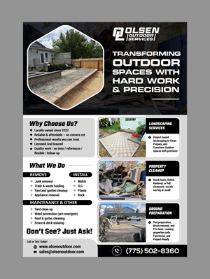 Flyer Design by Creations Box 2015 for Olsen Outdoor Services | Design #36309371