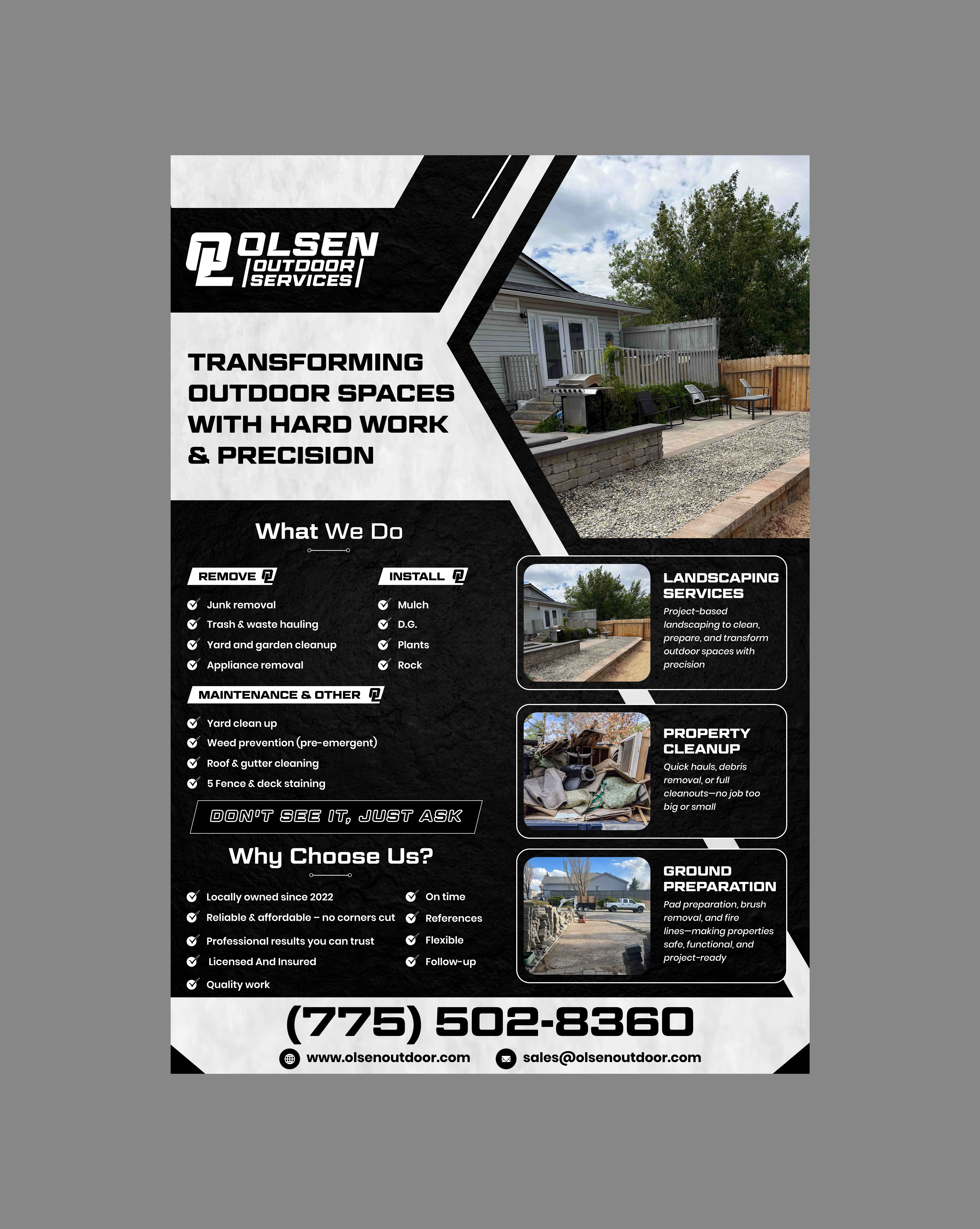 Flyer Design by Creations Box 2015 for Olsen Outdoor Services | Design #36310333