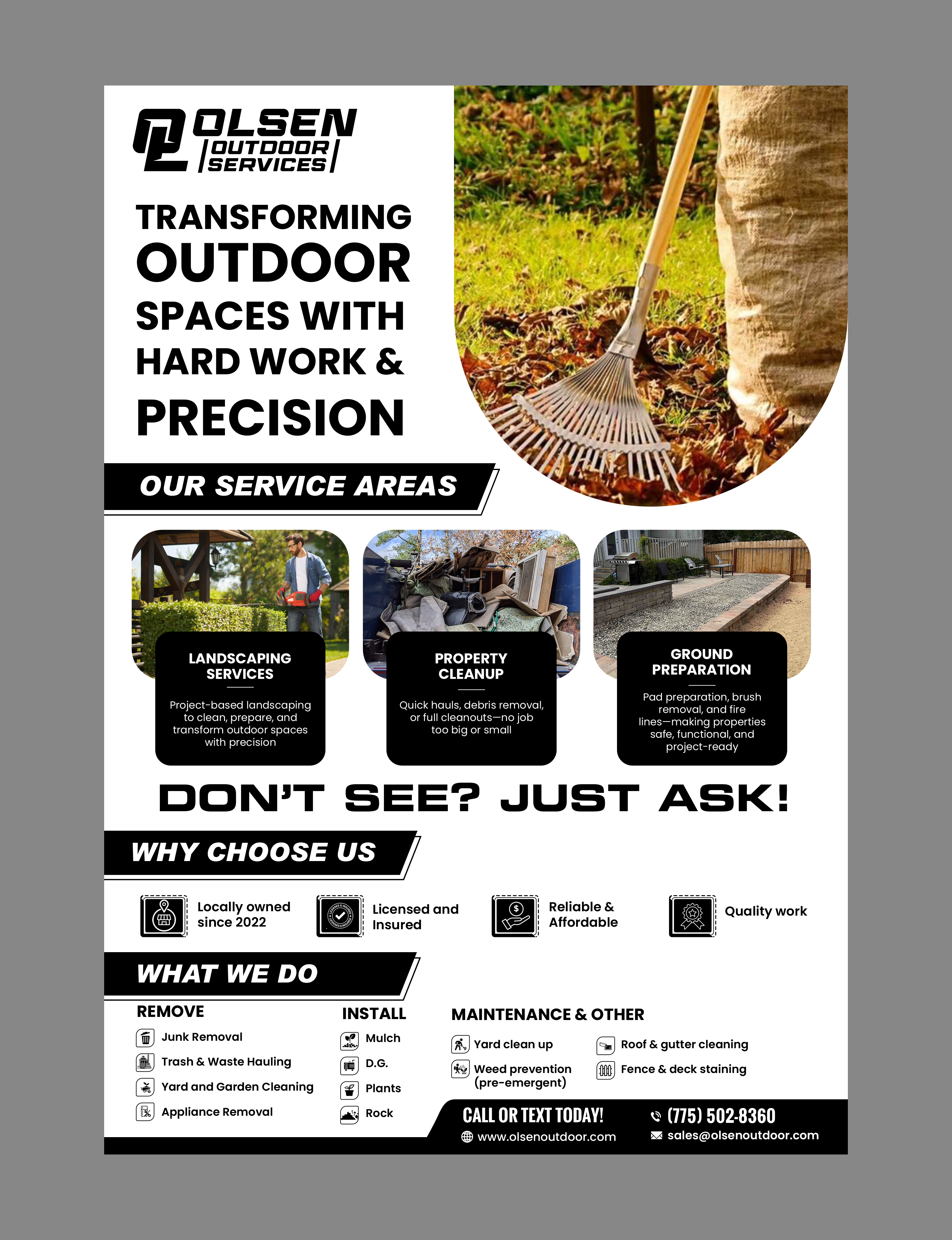 Flyer Design by Creations Box 2015 for Olsen Outdoor Services | Design #36315982