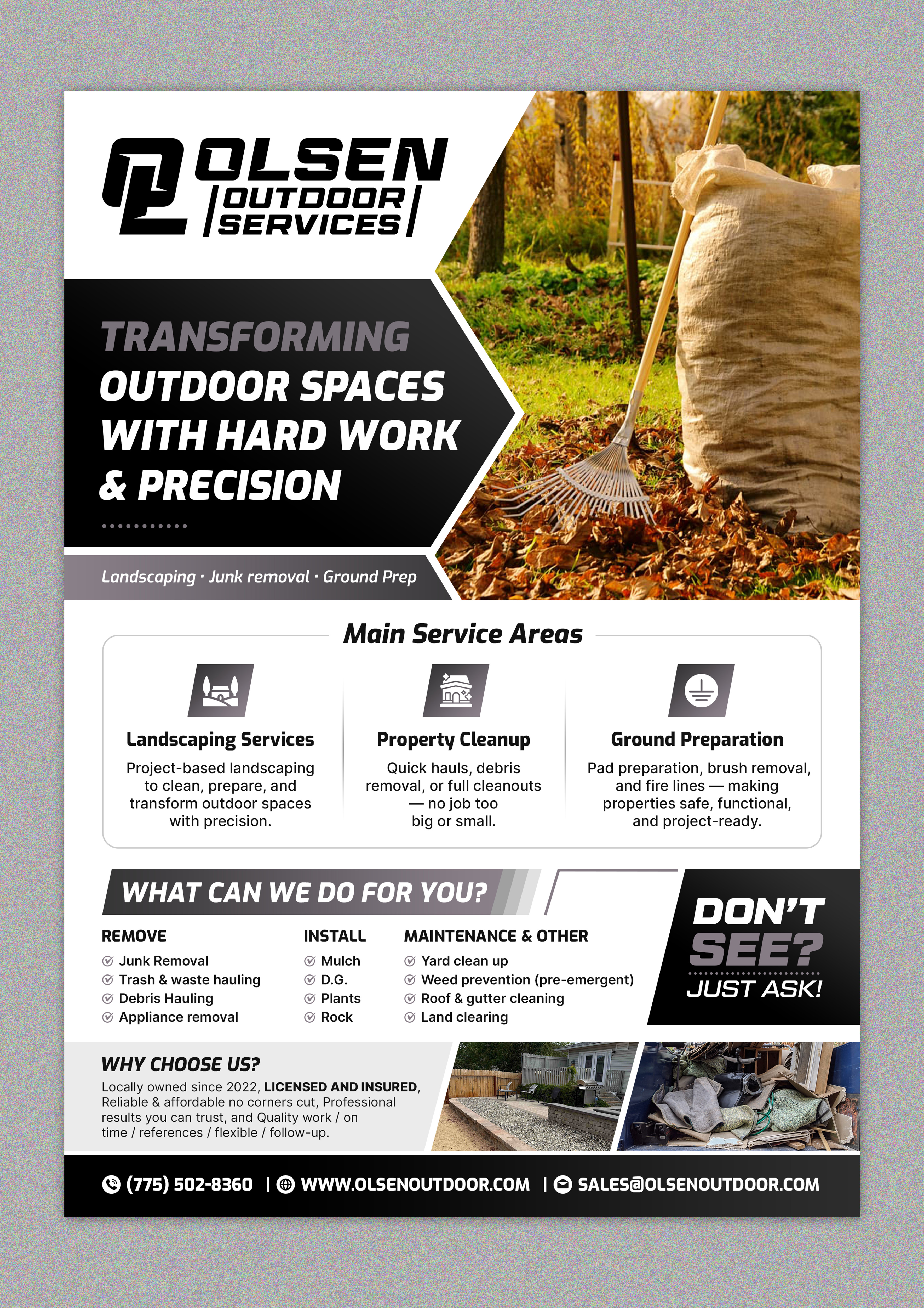 Flyer Design by SAI DESIGNS for Olsen Outdoor Services | Design #36352889