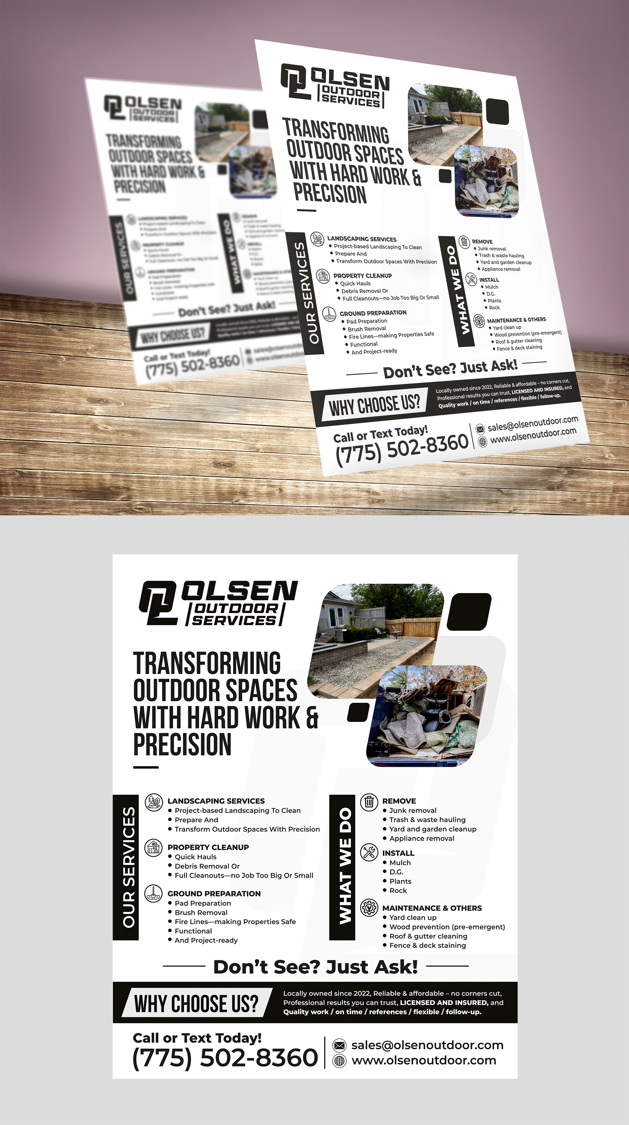 Diseño de Flyer por Aurora:) para Olsen Outdoor Services | Diseño #36310358