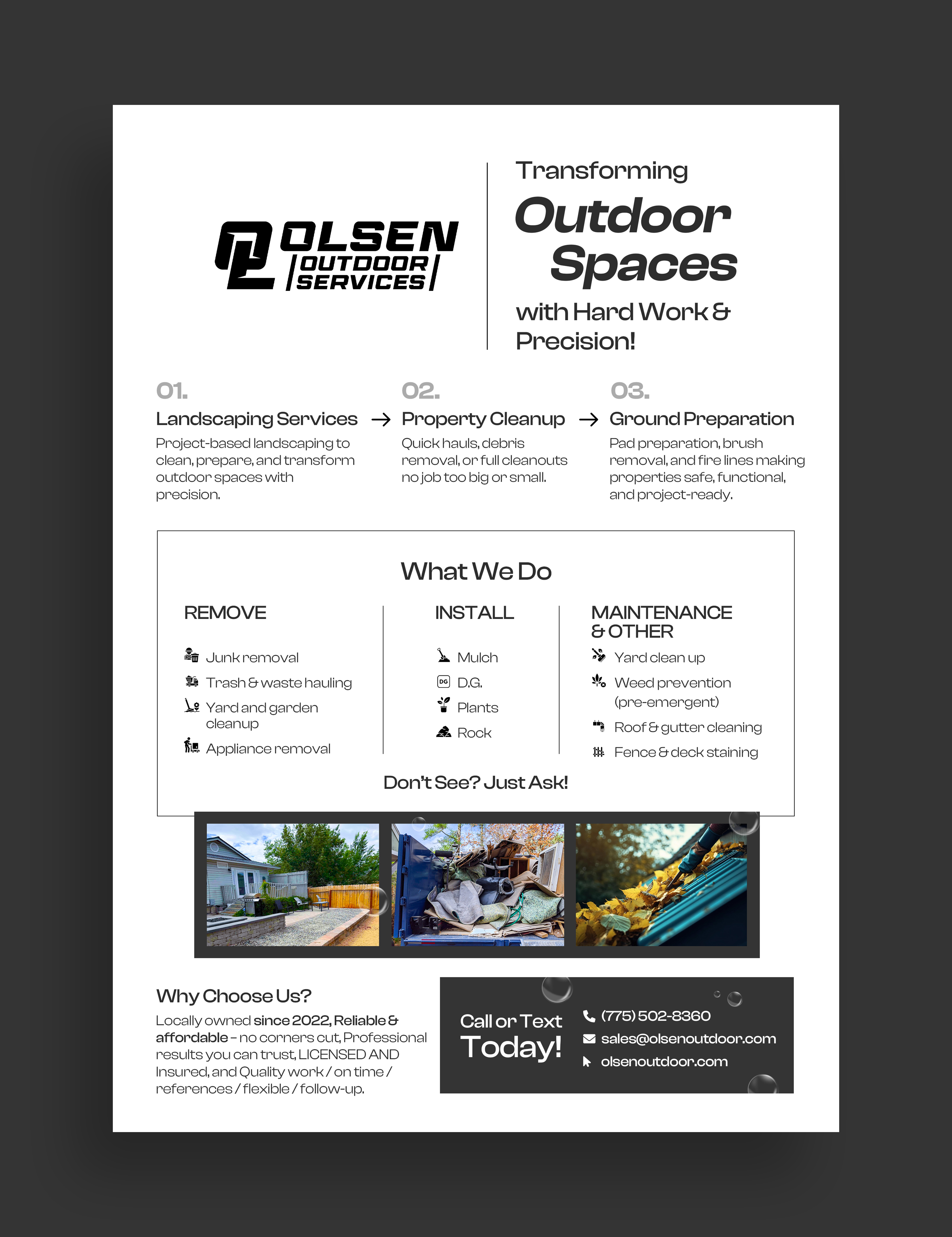 Flyer Design by Graphic Guy for Olsen Outdoor Services | Design #36312540