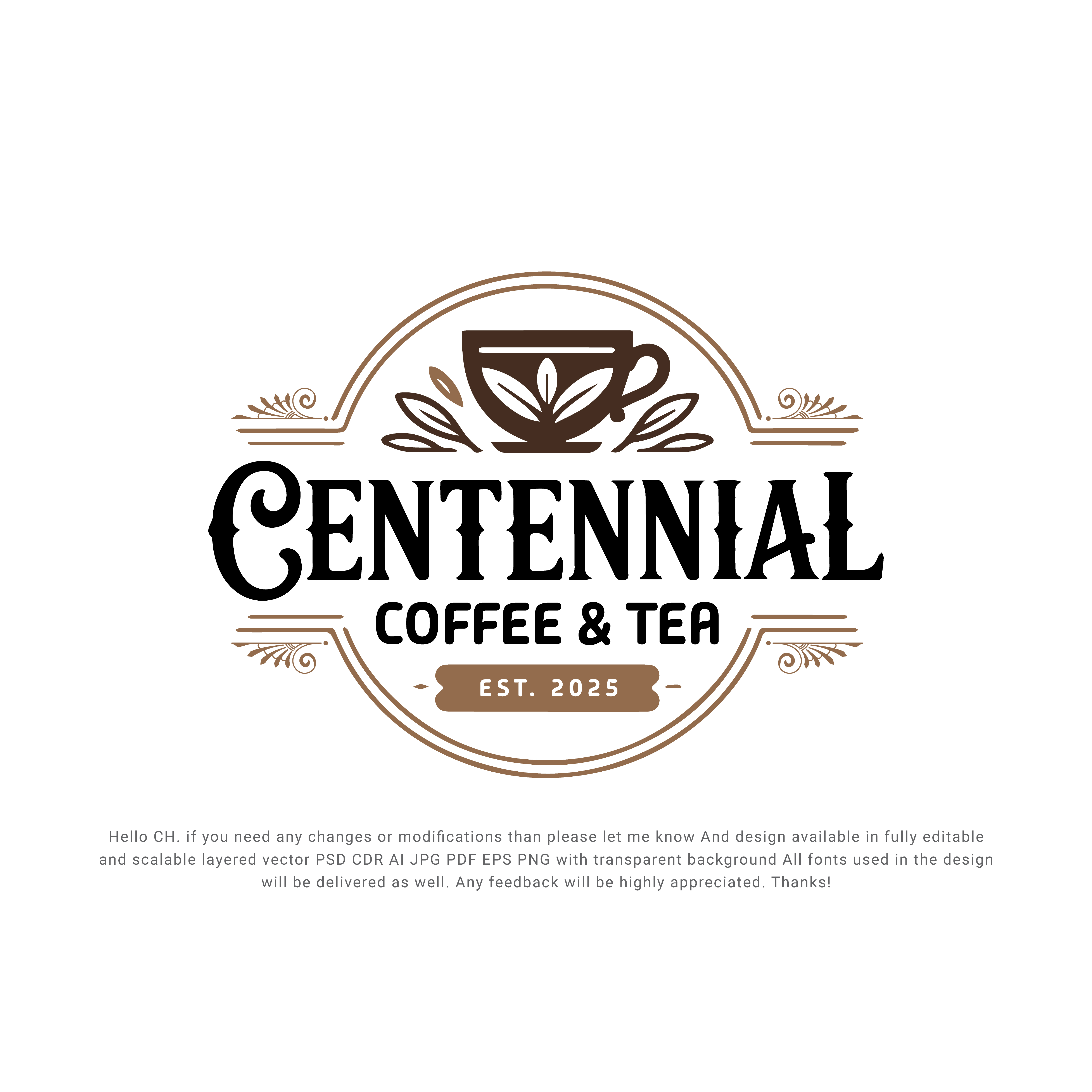 Logo Design by Mizanur1525 for Centennial Coffee & Tea | Design #36332360