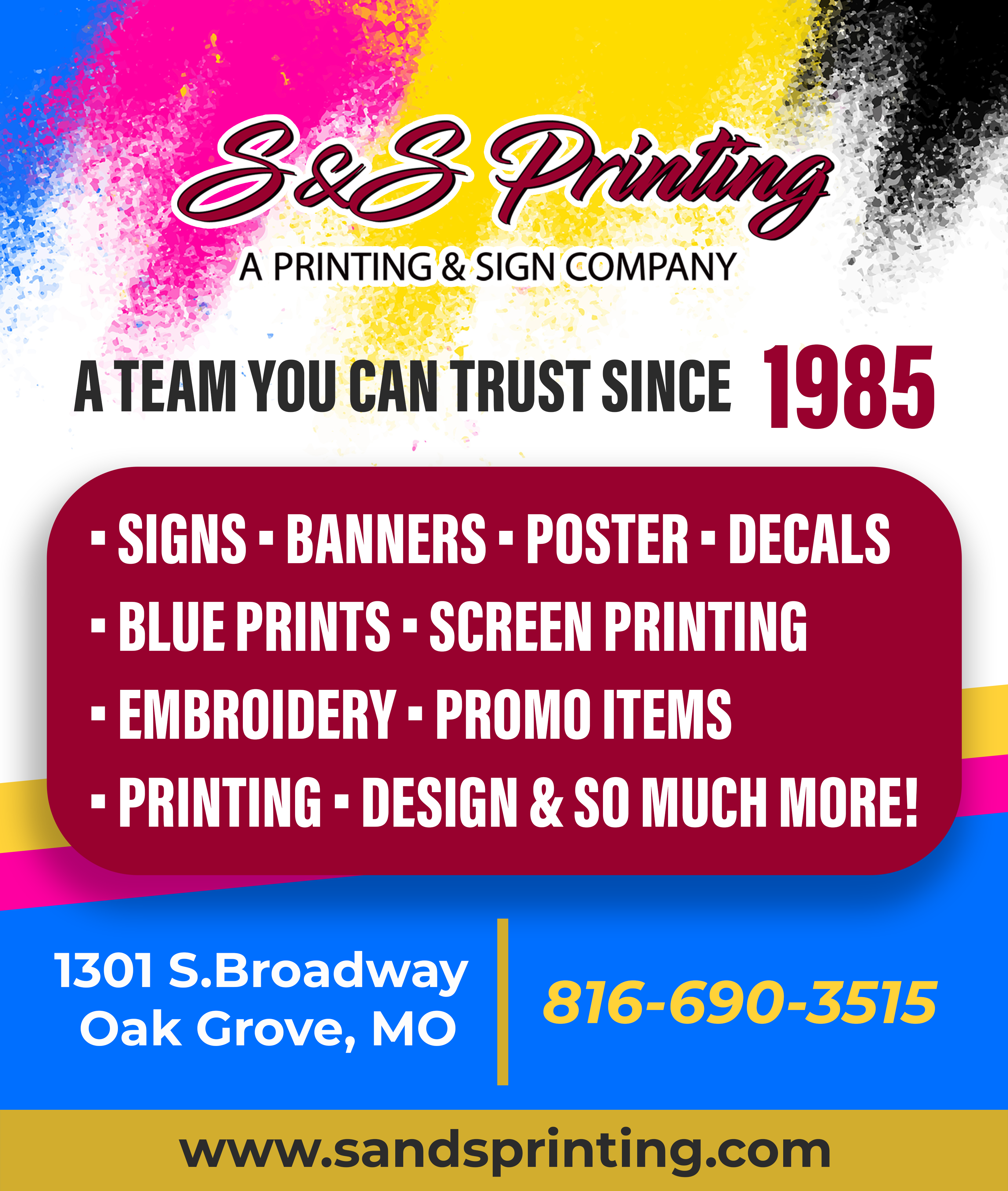 Werbe-Design von D Black design für S&amp;S Printing | Design #36336906