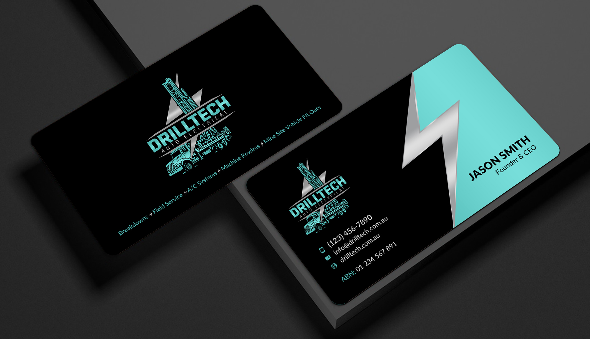 Visitenkarten-Design von Sun Moon Graphic Designer für Drill Tech Auto Electrical  | Design #36345396