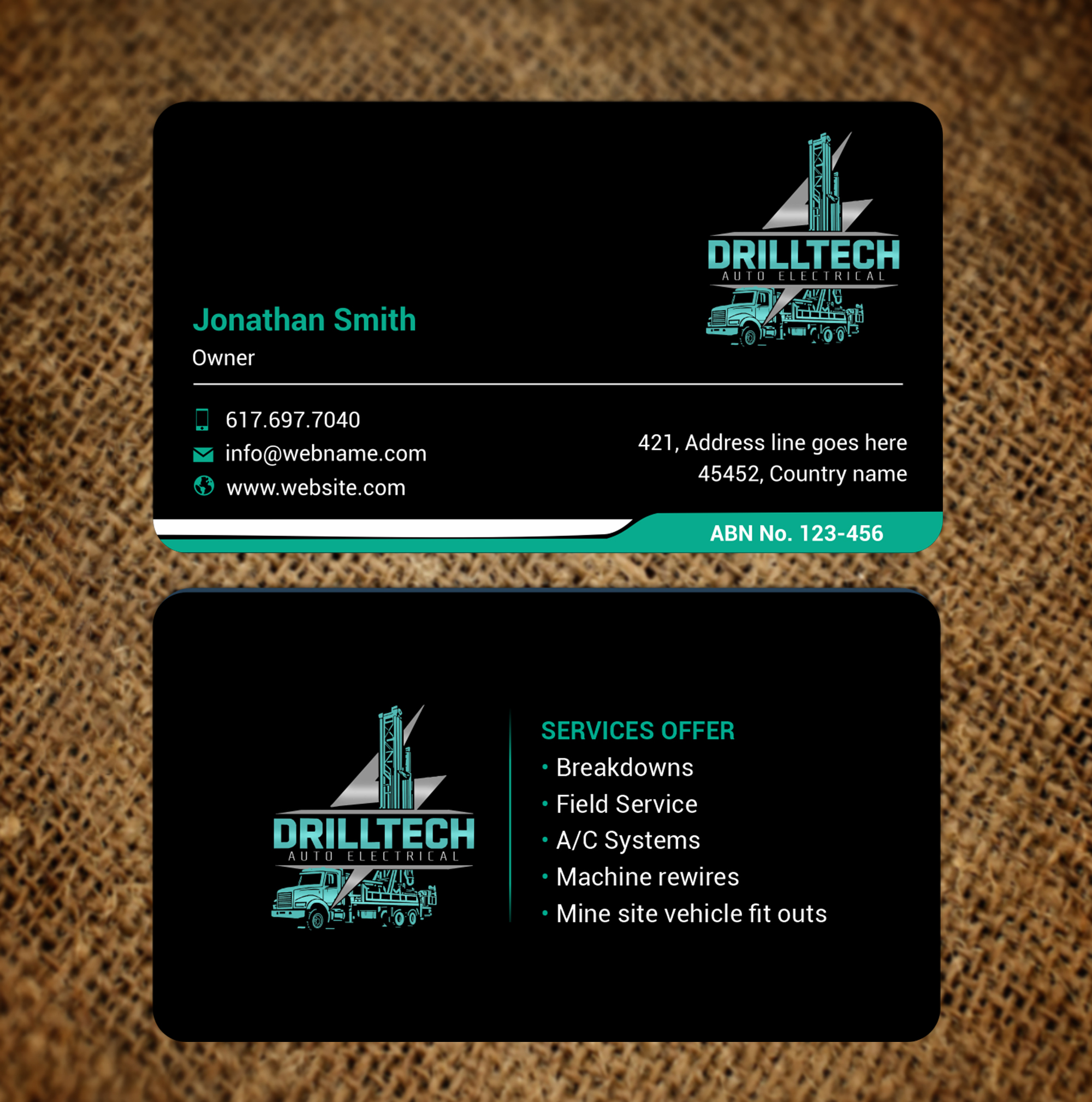 Business Card Design by freelancer75 for Drill Tech Auto Electrical  | Design #36348475