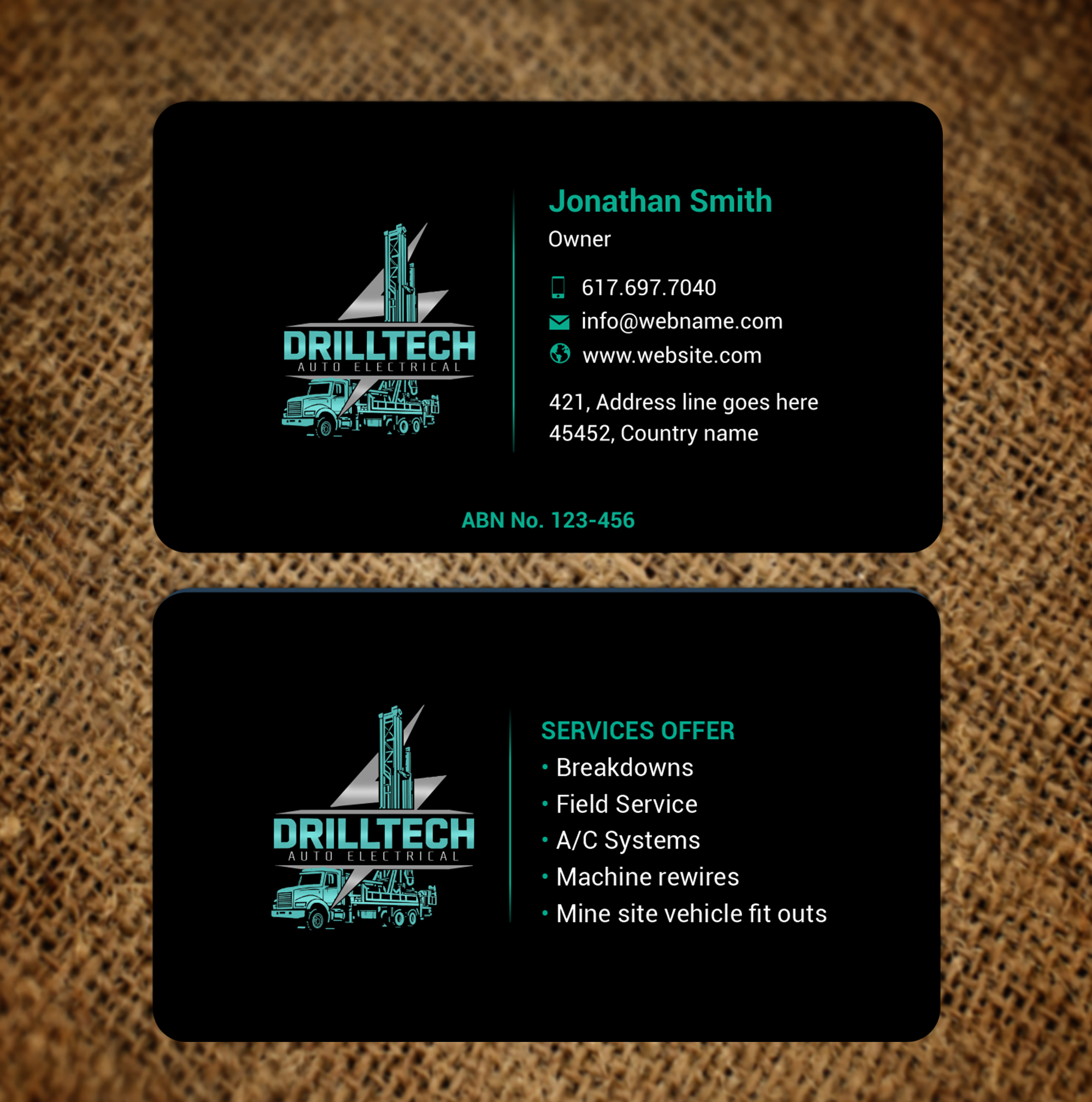 Business Card Design by freelancer75 for Drill Tech Auto Electrical  | Design #36348497